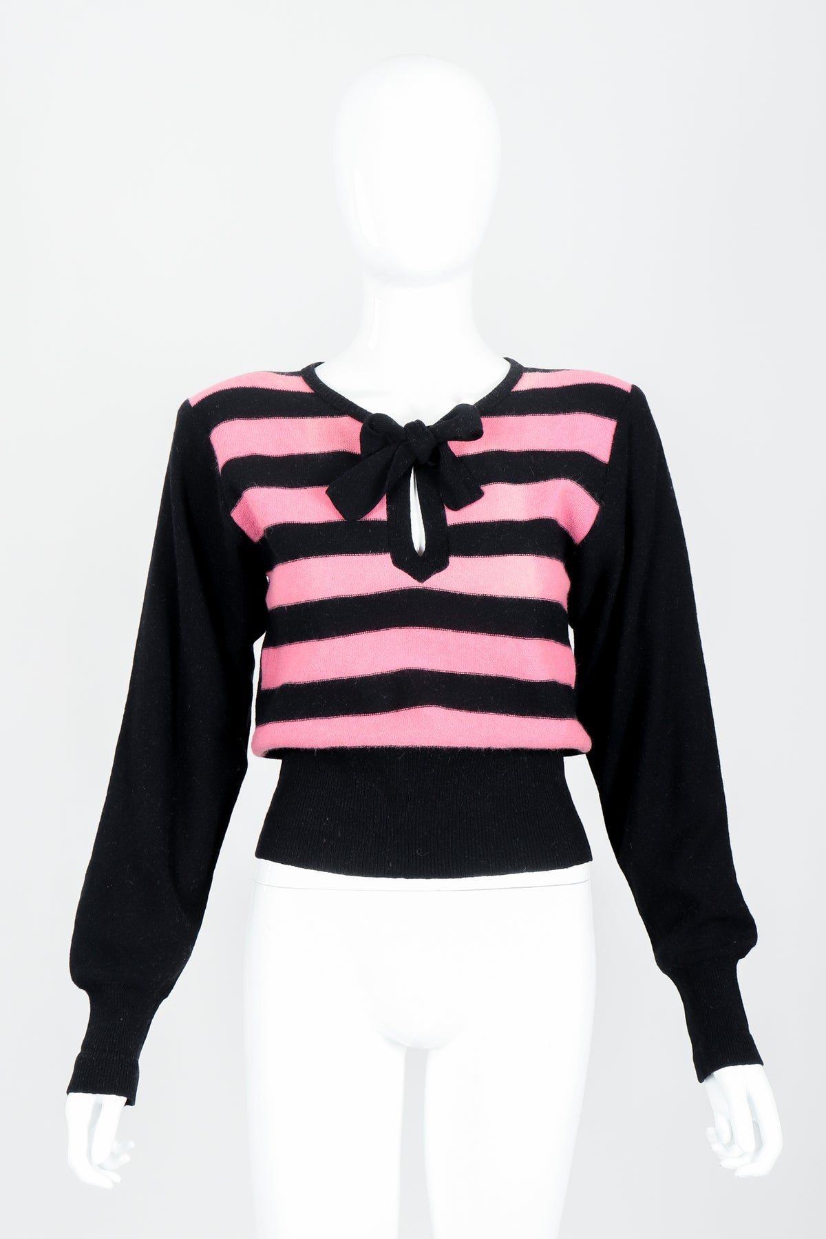 Vintage Sonia Rykiel Pink Stripe Keyhole Tie Neck Sweater – Recess