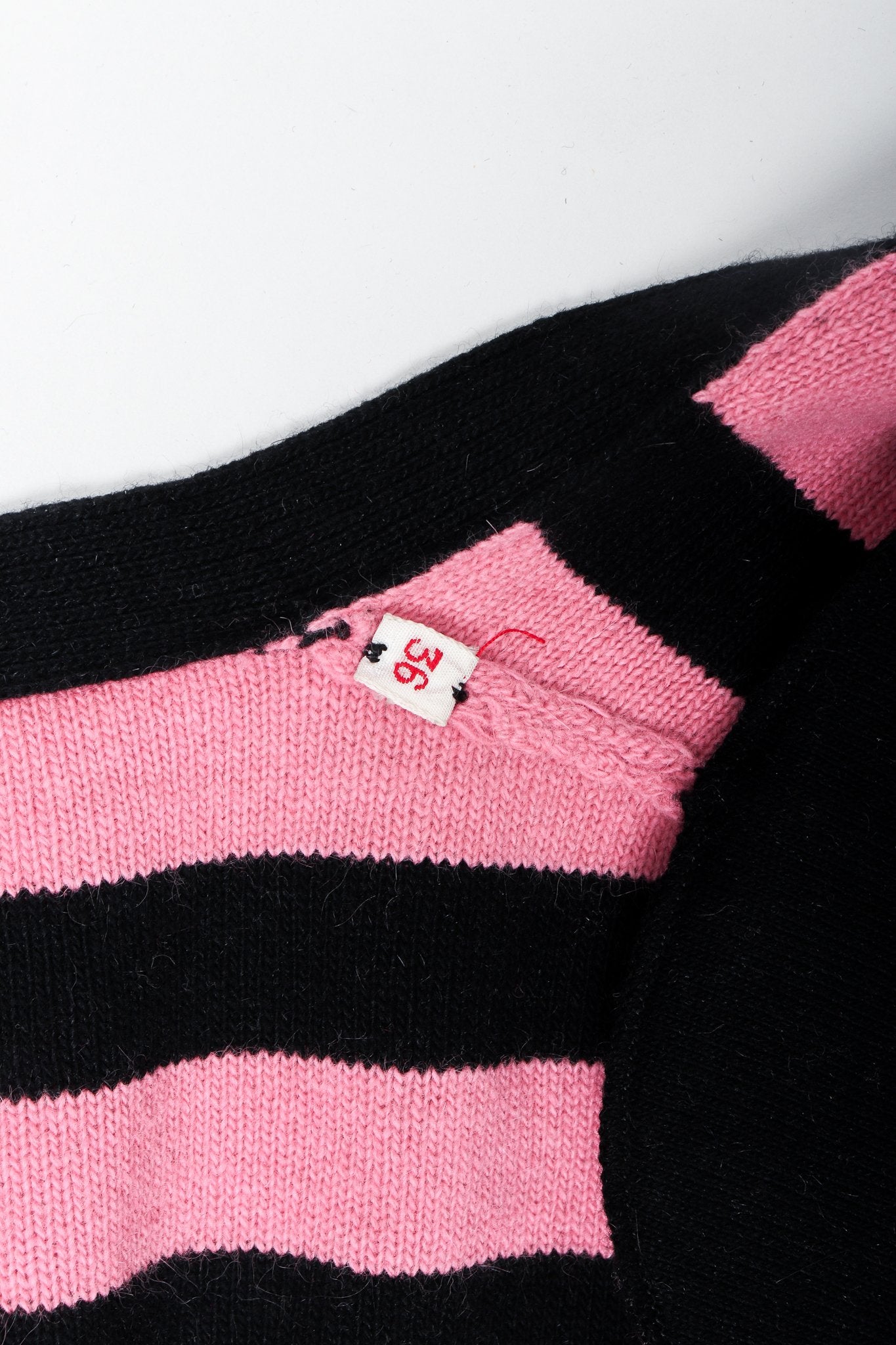 Vintage Sonia Rykiel Pink Stripe Knit Boxy Cardigan Size tab