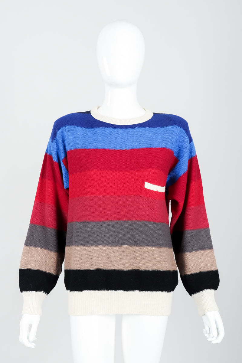 Vintage Sonia Rykiel Ombré Striped Knit Sweater on Mannequin front at Recess