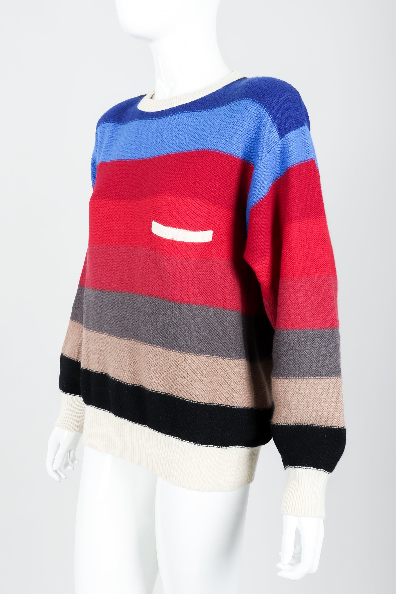 Vintage Sonia Rykiel Ombré Striped Knit Sweater on Mannequin angled at Recess