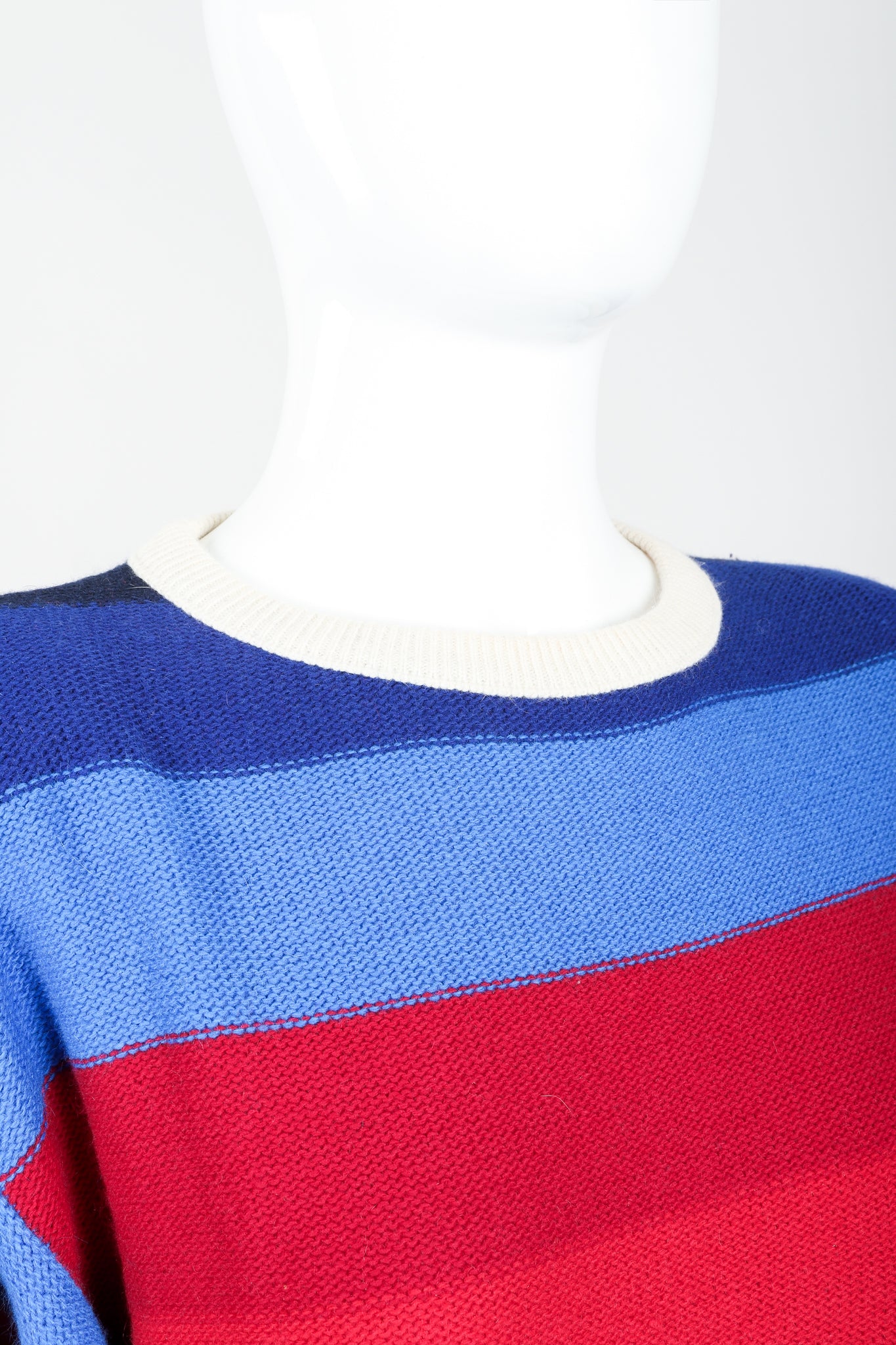 Vintage Sonia Rykiel Ombré Striped Knit Sweater on Mannequin neckline at Recess