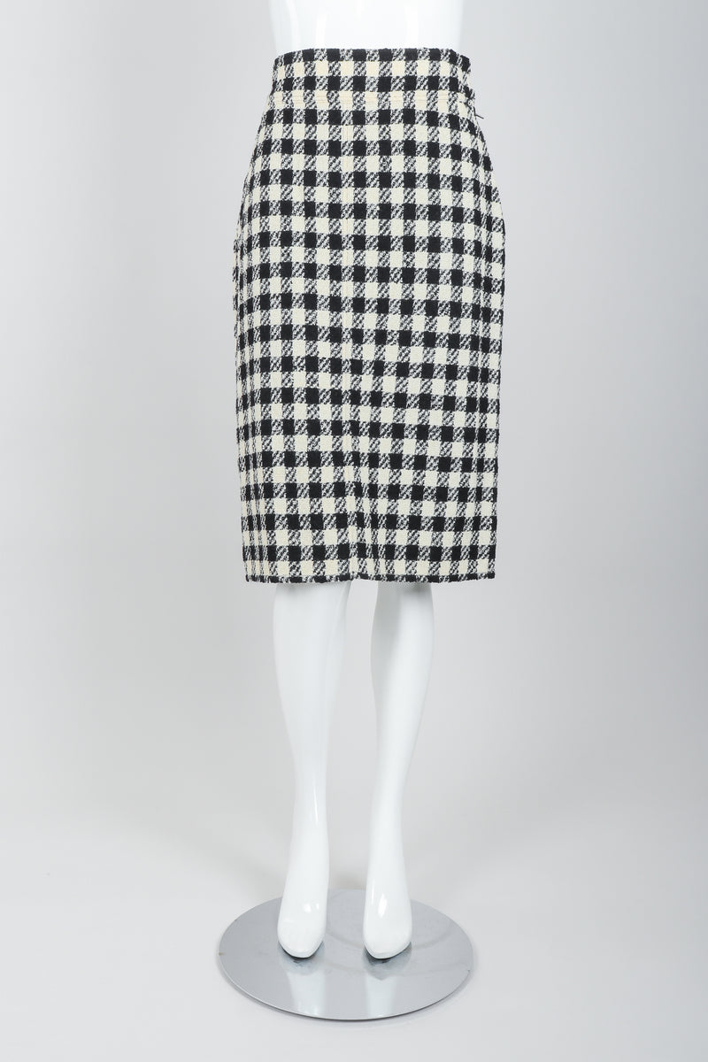 Vintage Sonia Rykiel Bouclé Buffalo Check Skirt Set on mannequin front at Recess