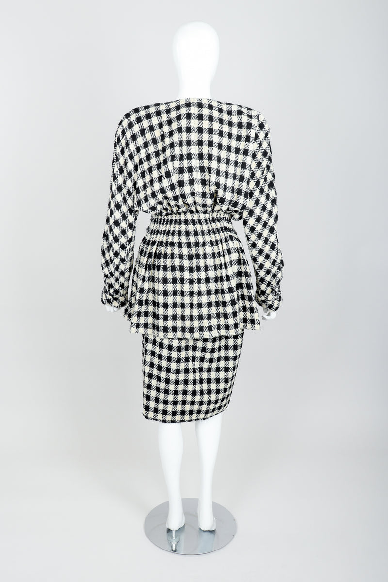 Vintage Sonia Rykiel Bouclé Buffalo Check Jacket & Skirt Set on mannequin back at Recess
