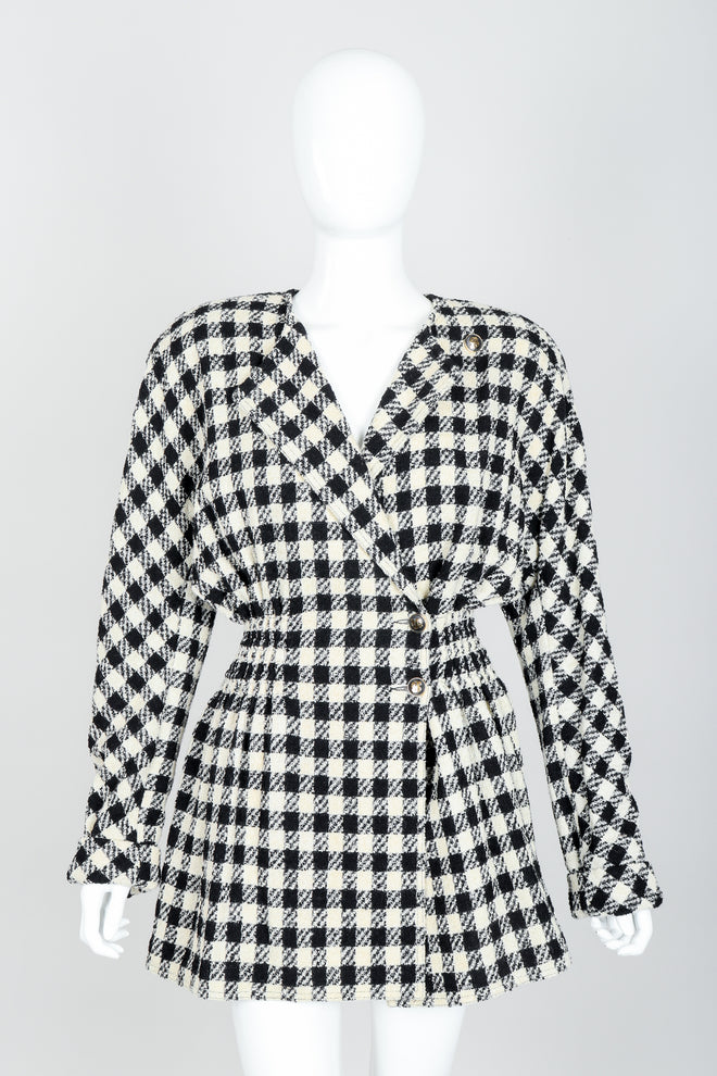 Vintage Sonia Rykiel Bouclé Buffalo Check Jacket Set on mannequin front at Recess