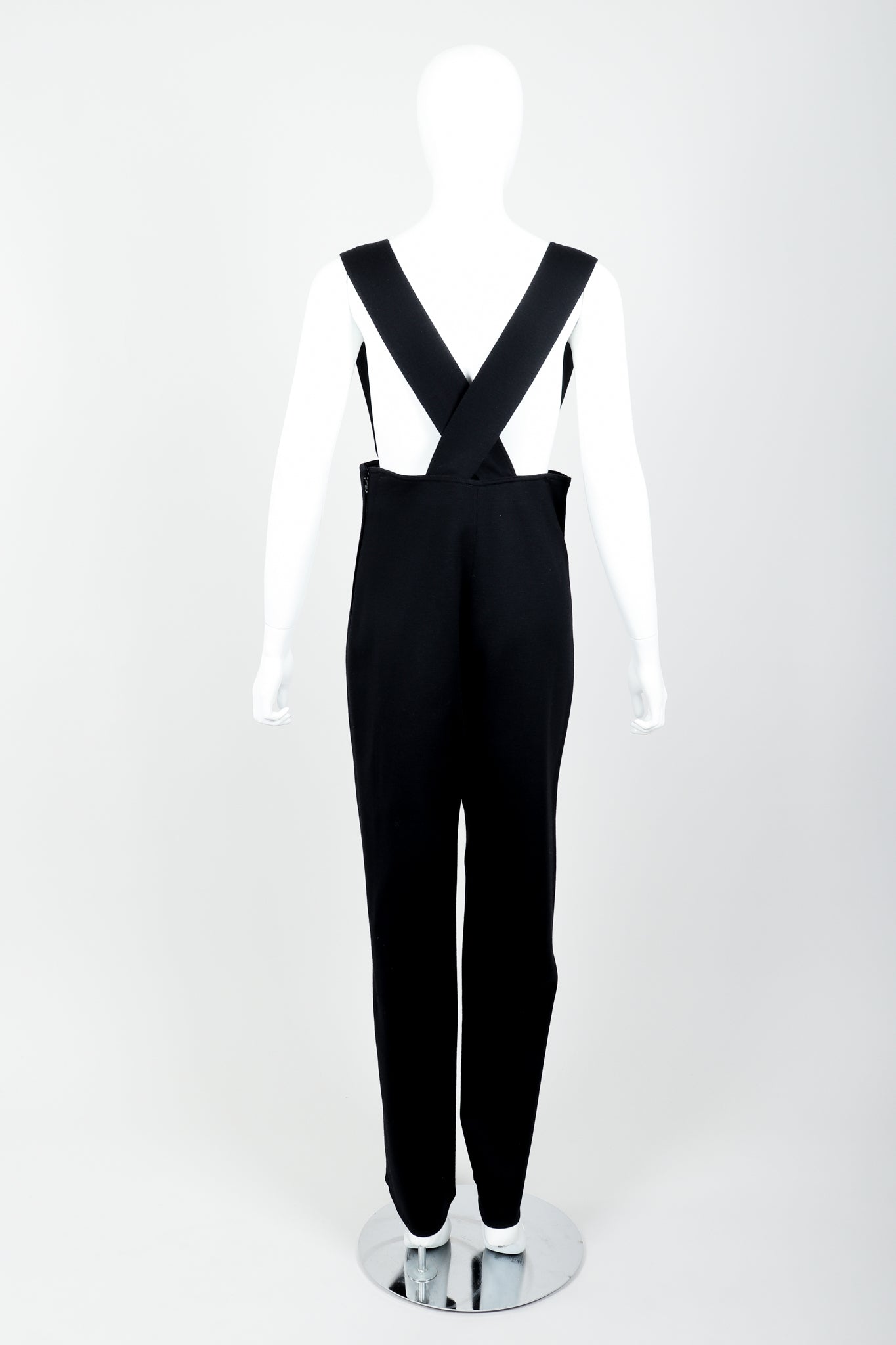 Vintage Sonia Rykiel Black Knit Suspender Pant on Mannequin back at Recess