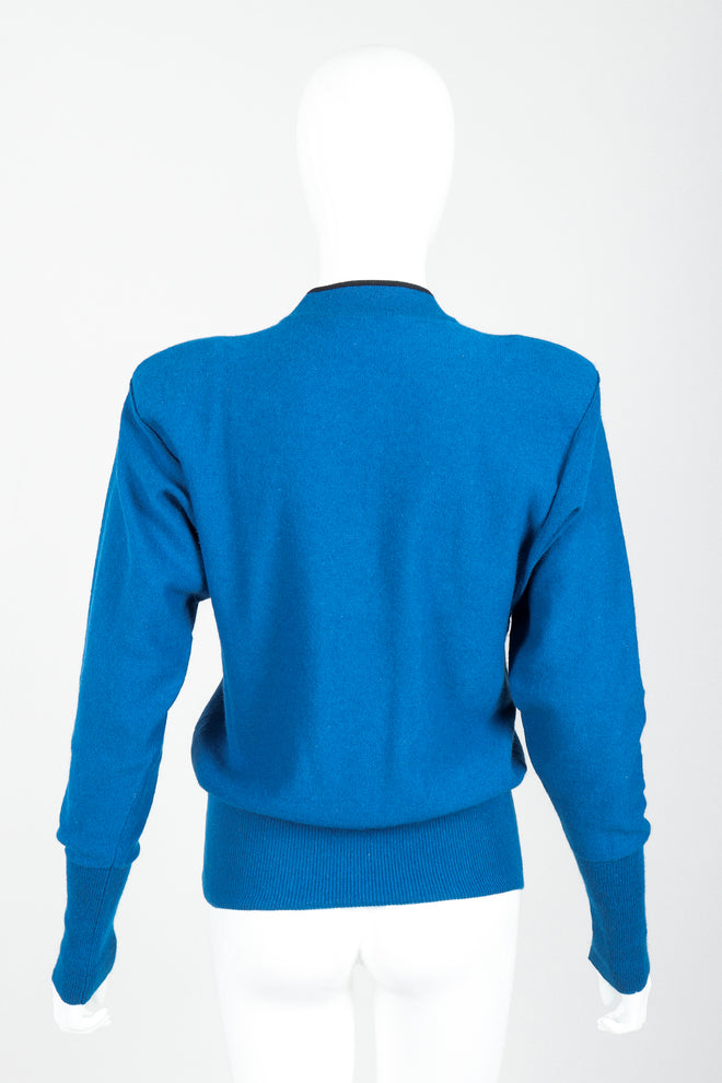Vintage Sonia Rykiel Blue Knit High Neck Sweater on Mannequin back at Recess