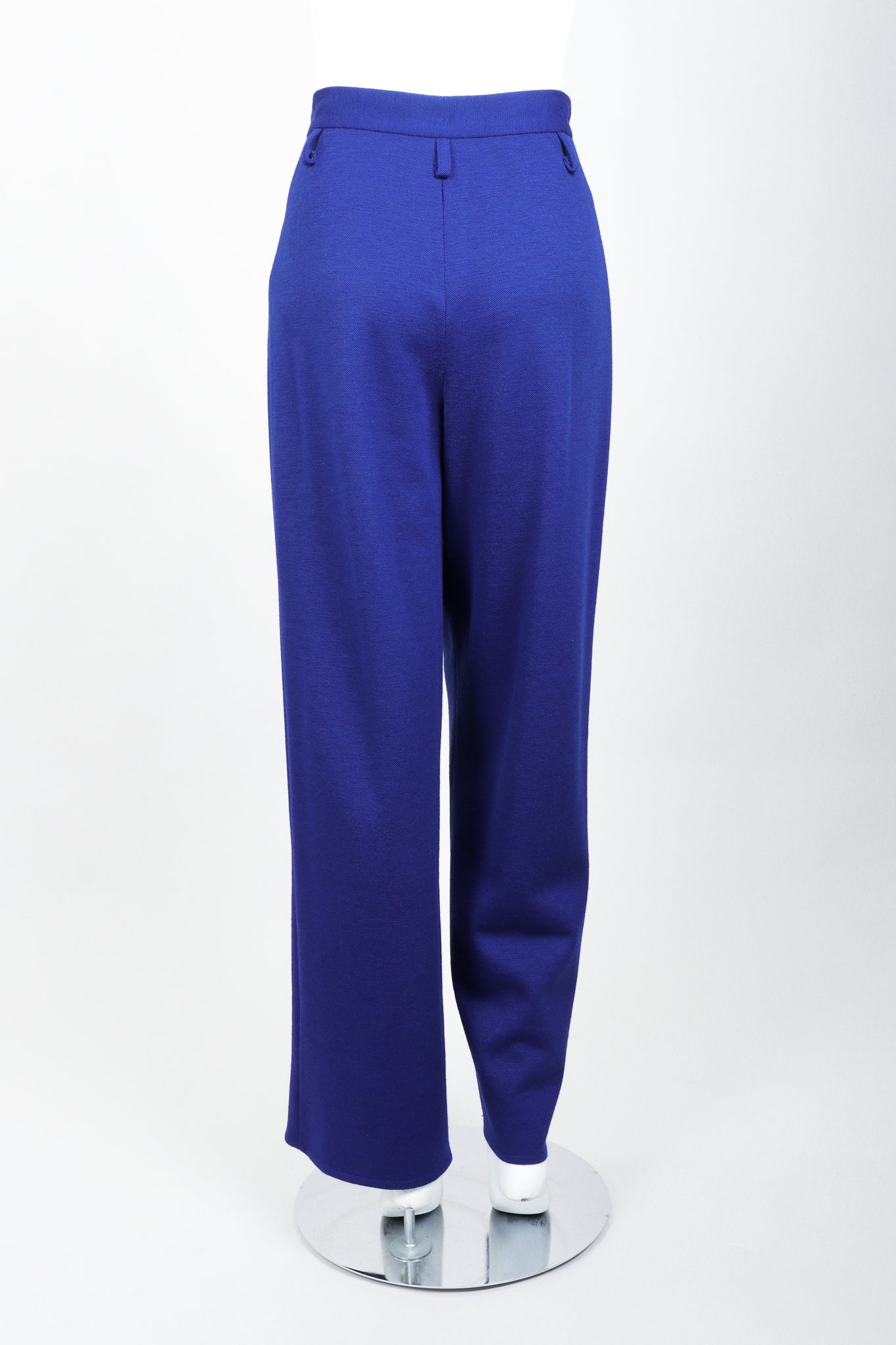 Vintage Sonia Rykiel Blue Knit Pleated Pant on Mannequin Back at Recess