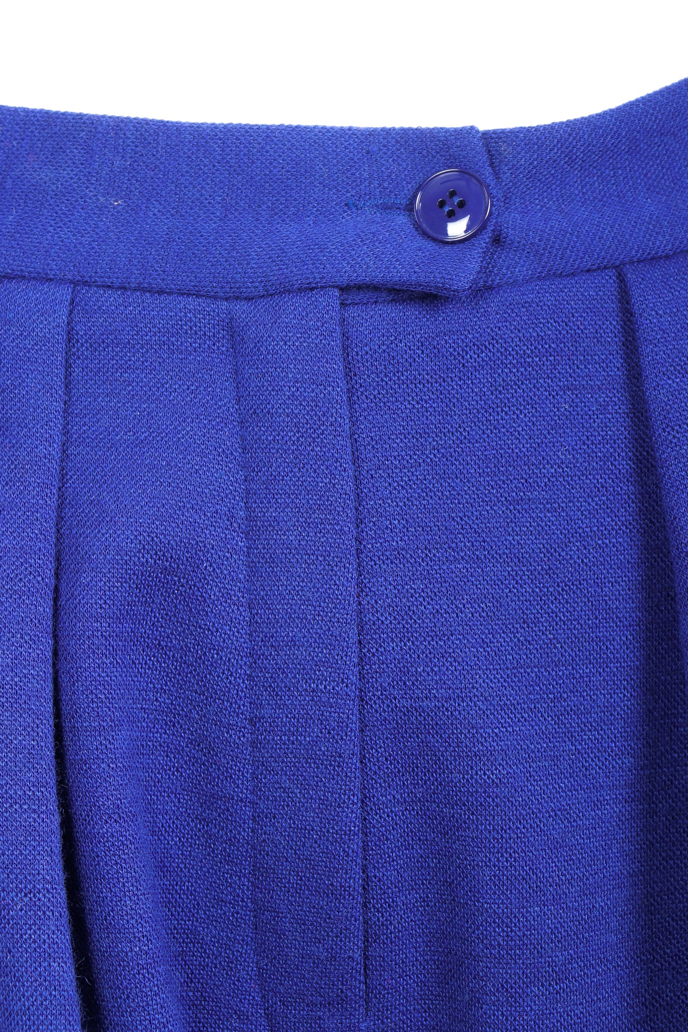 Vintage Sonia Rykiel Blue Knit Pleated Pant on Mannequin Waistband Detail at Recess
