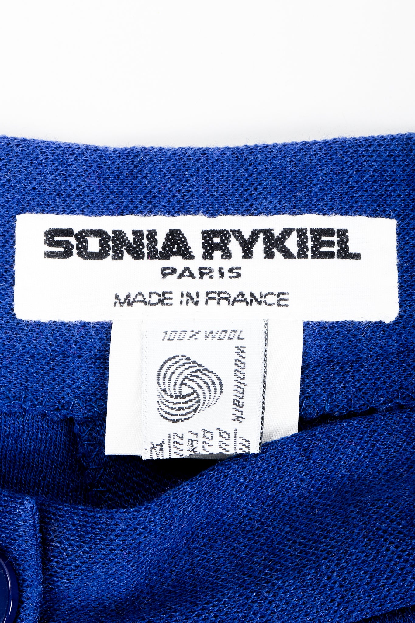 Vintage Sonia Rykiel Label on Blue fabric