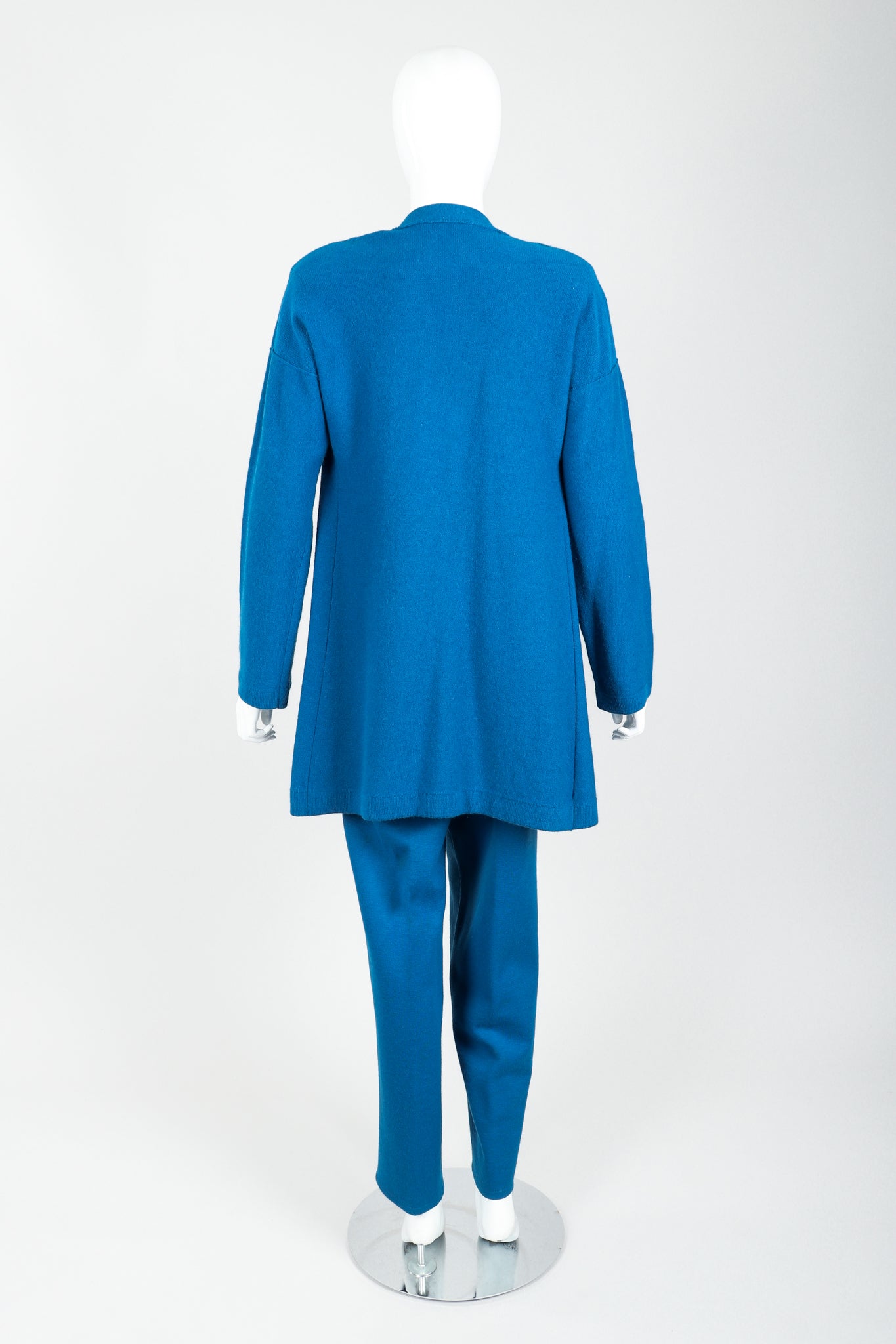 Vintage Sonia Rykiel Blue Knit Longline Cardigan & Pant Set on Mannequin back at Recess