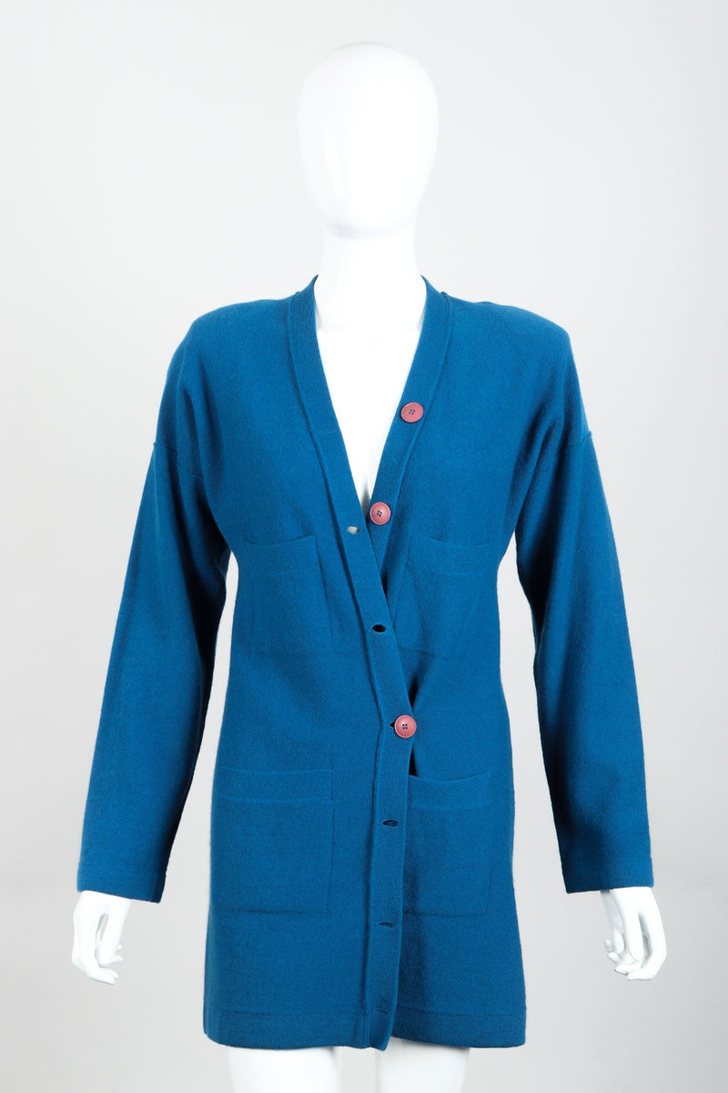 Vintage Sonia Rykiel Blue Knit Longline Cardigan Set on Mannequin front at Recess