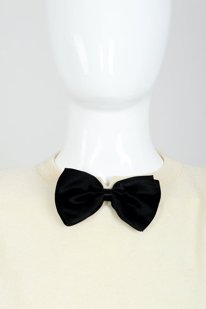 Cream Knit Bow Tie Sweater