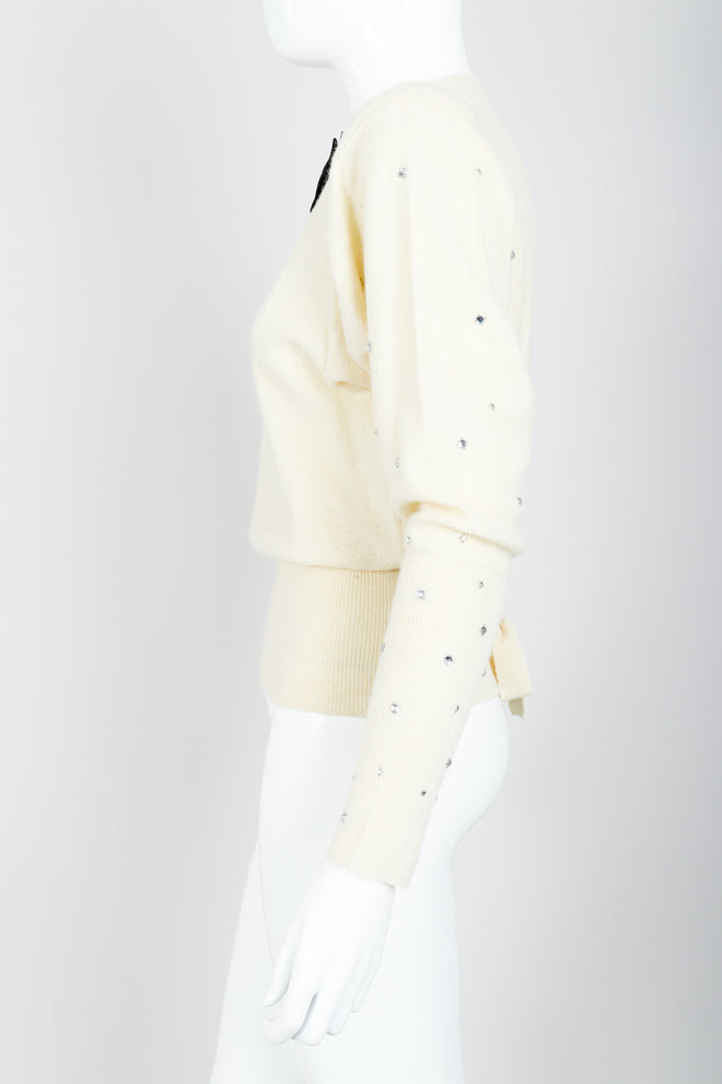 Vintage Sonia Rykiel Cream Knit Bow Tie Sweater on Mannequin side At Recess