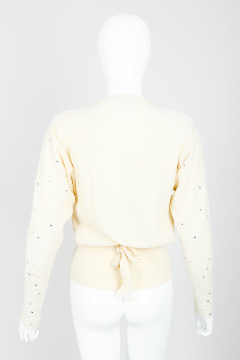 Vintage Sonia Rykiel Cream Knit Bow Tie Sweater on Mannequin back At Recess