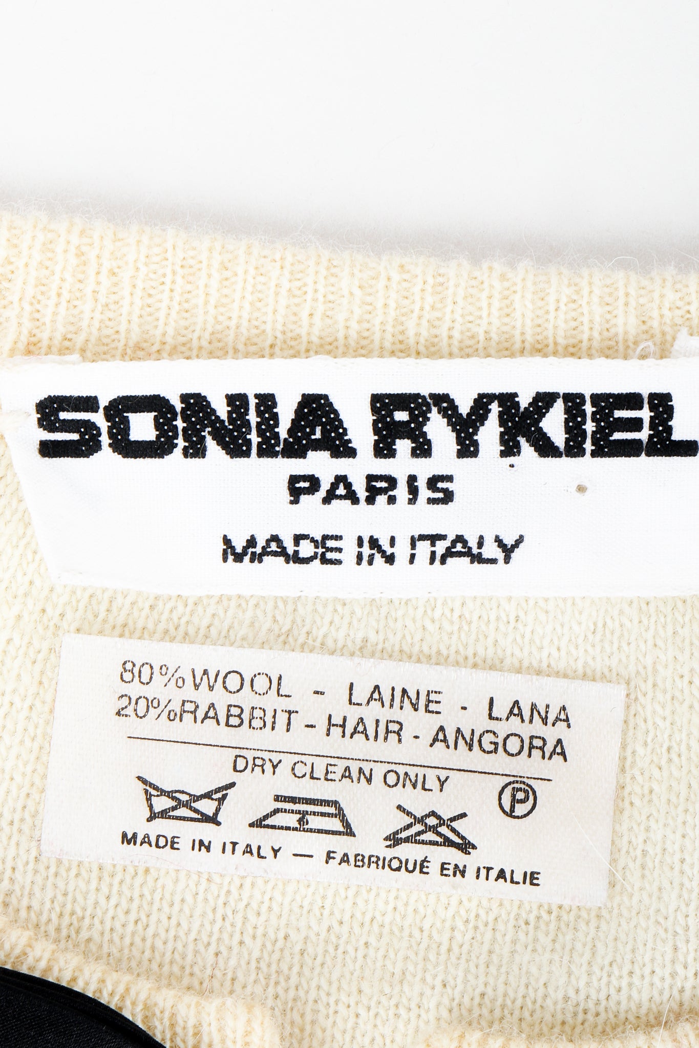 Vintage Sonia Rykiel label on cream