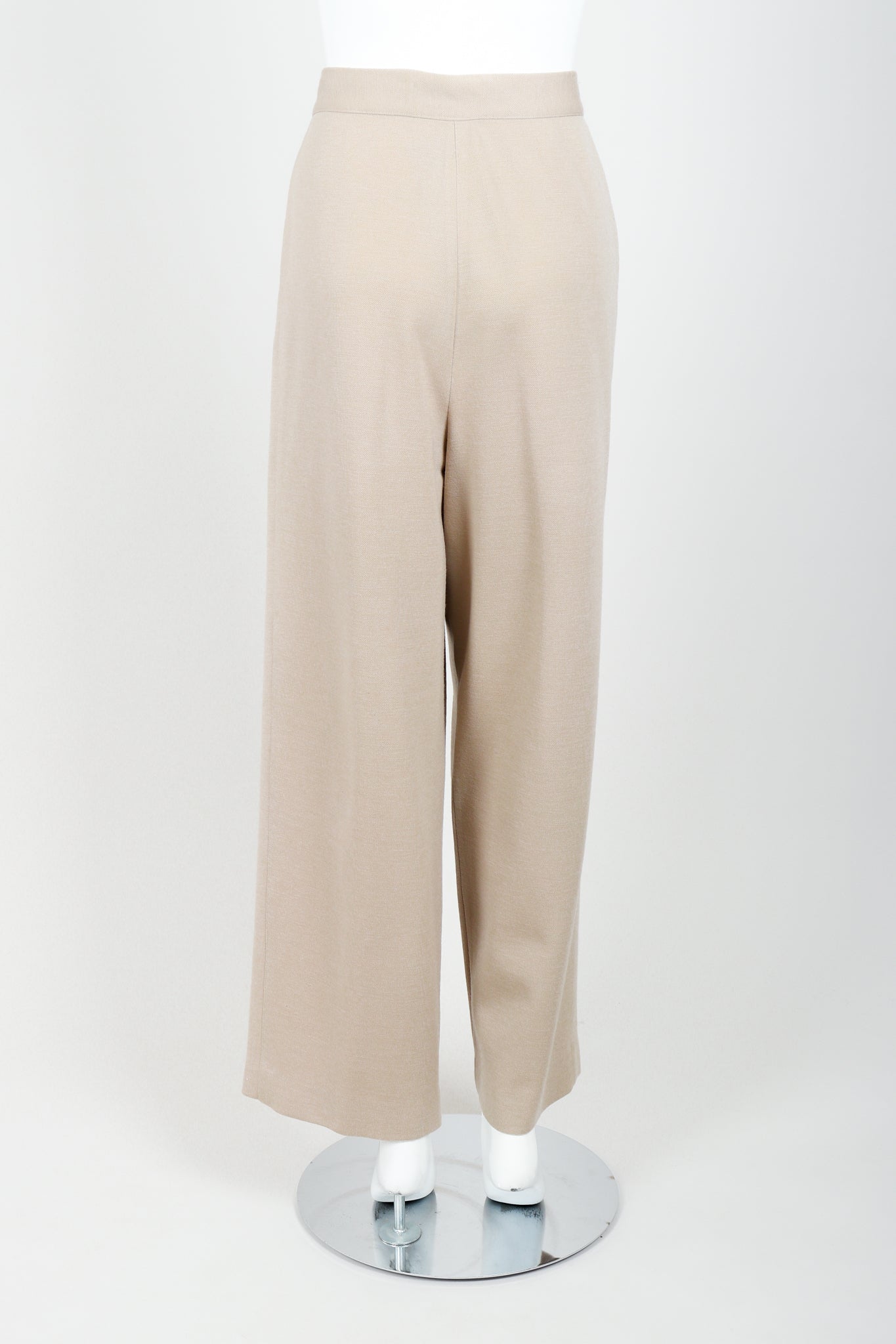 Vintage Sonia Rykiel Sand Beige Knit Pleated Pant on Mannequin back at Recess