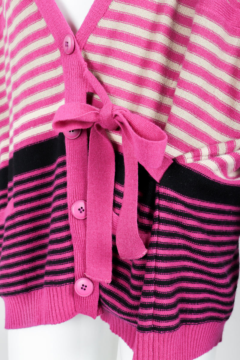 Vintage Sonia Rykiel Fuchsia Stripe Boyfriend Cardigan tie detail at Recess
