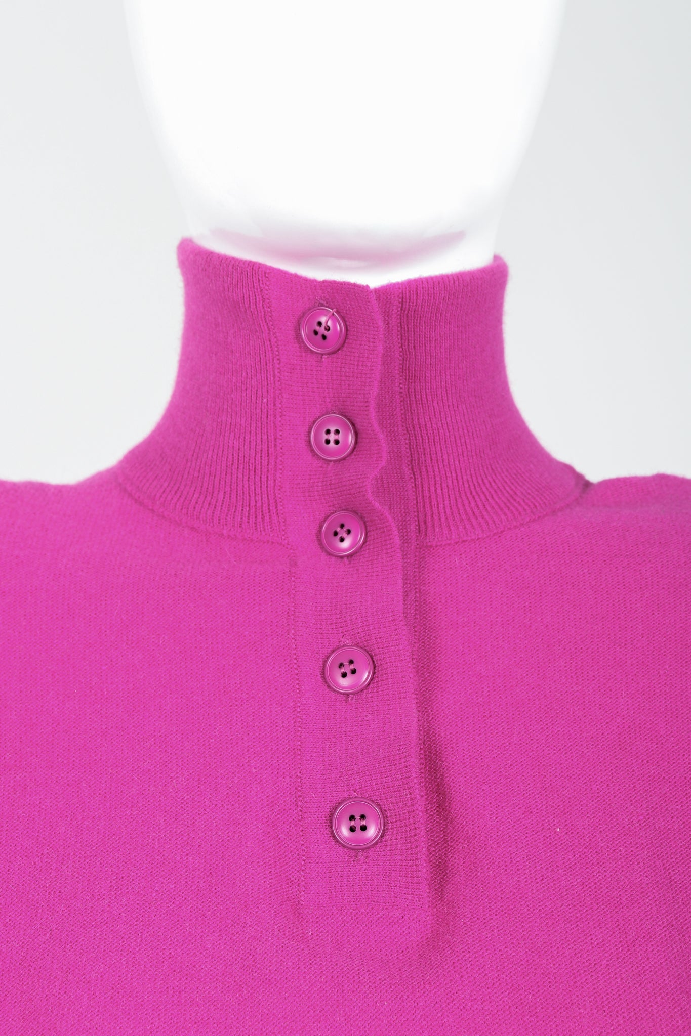 Vintage Sonia Rykiel Magenta Knit Popover Sweater on Mannequin Neck Detail at Recess