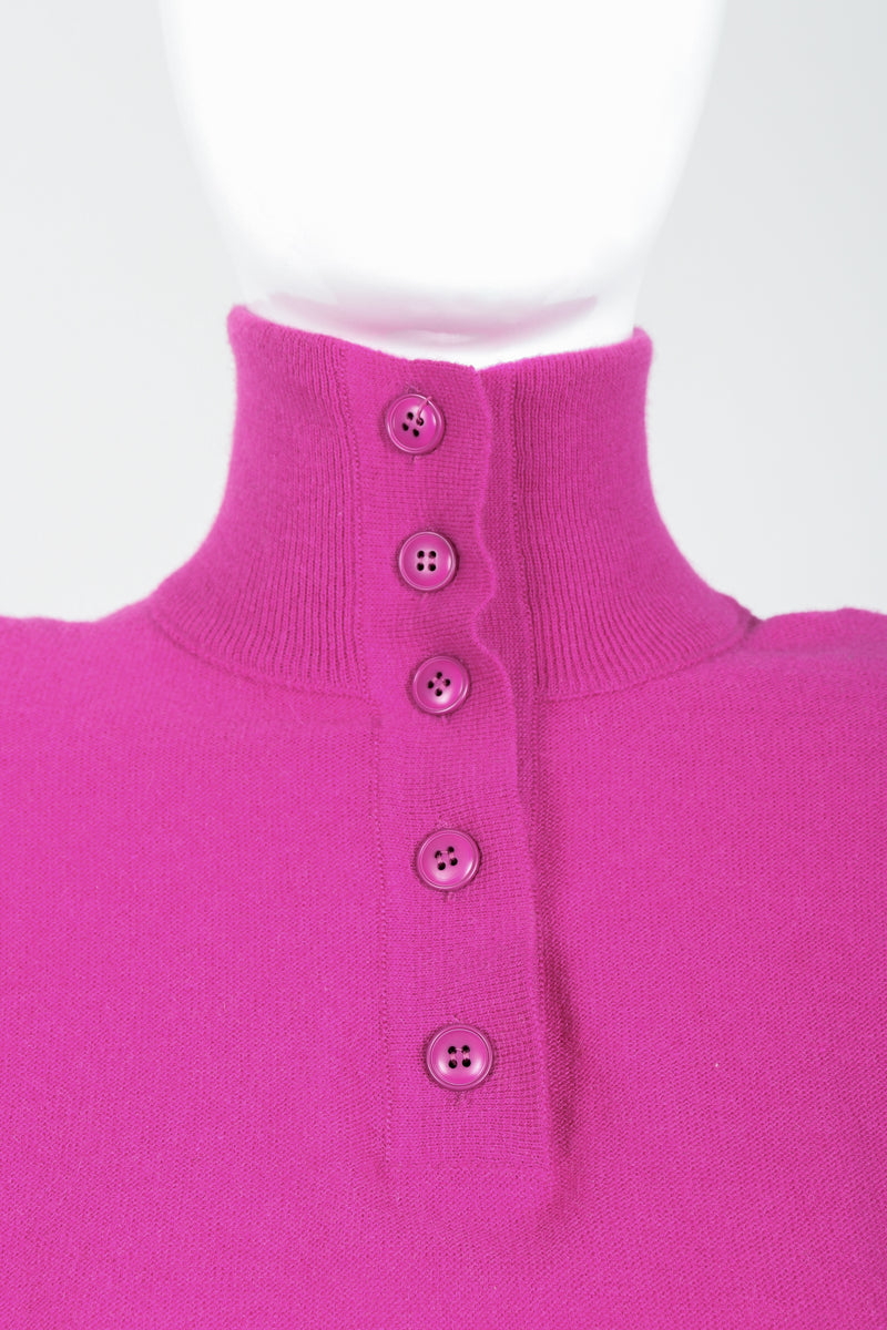 Vintage Sonia Rykiel Magenta Knit Popover Sweater on Mannequin Neck Detail at Recess