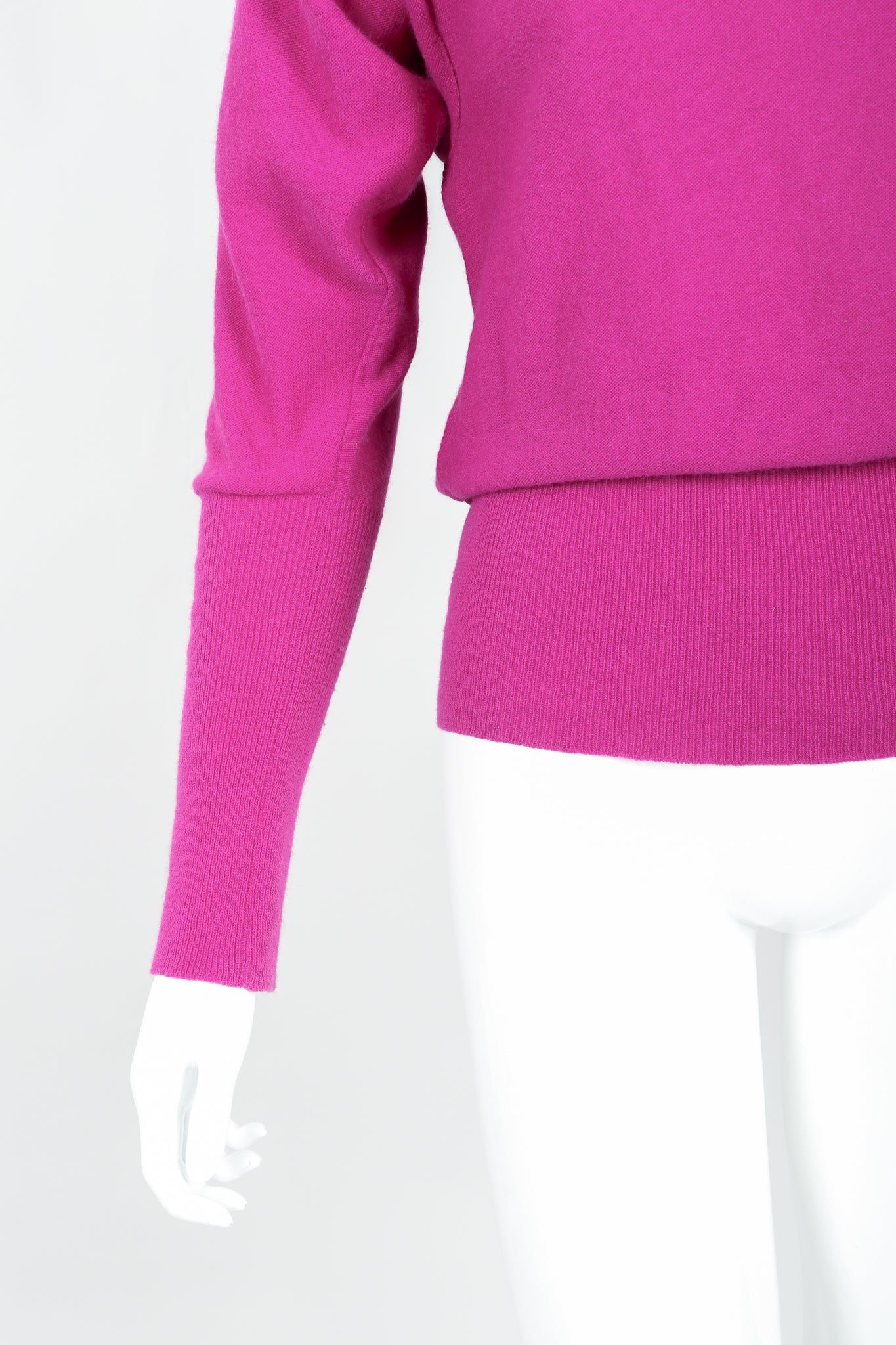 Vintage Sonia Rykiel Magenta Knit Popover Sweater on Mannequin Cuffs and Hem at Recess