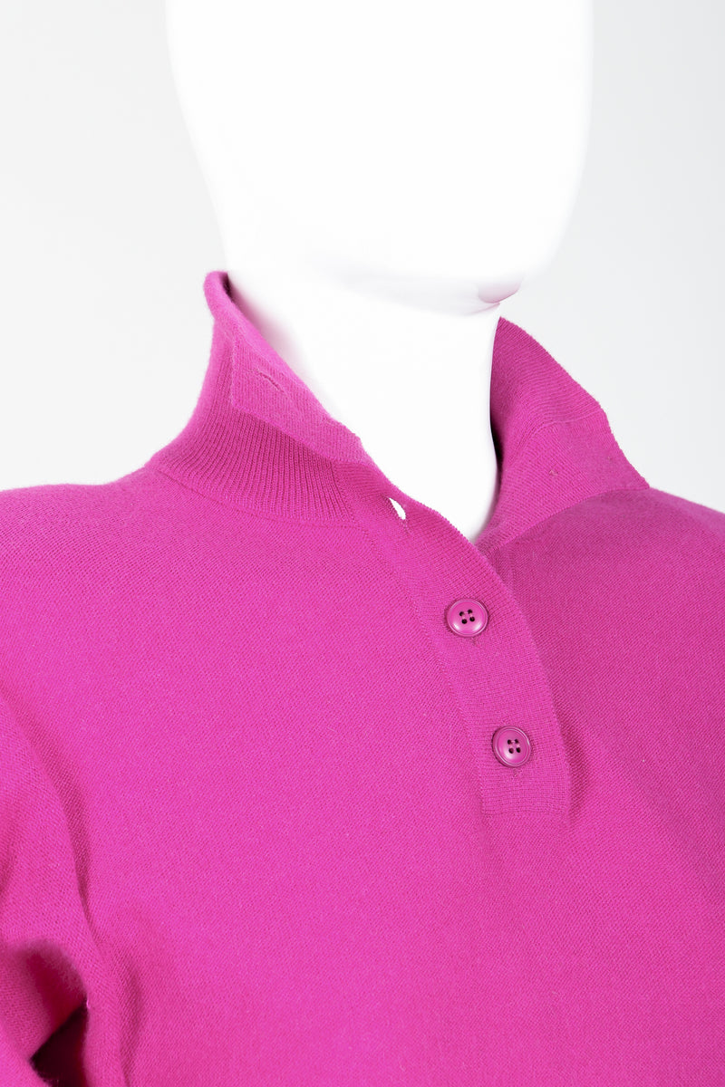 Vintage Sonia Rykiel Magenta Knit Popover Sweater on Mannequin Open Neck at Recess