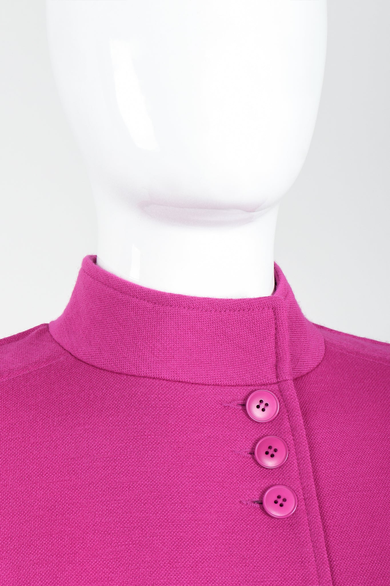 Vintage Sonia Rykiel Fuchsia Knit Cocoon Coat on mannequin neckline at Recess