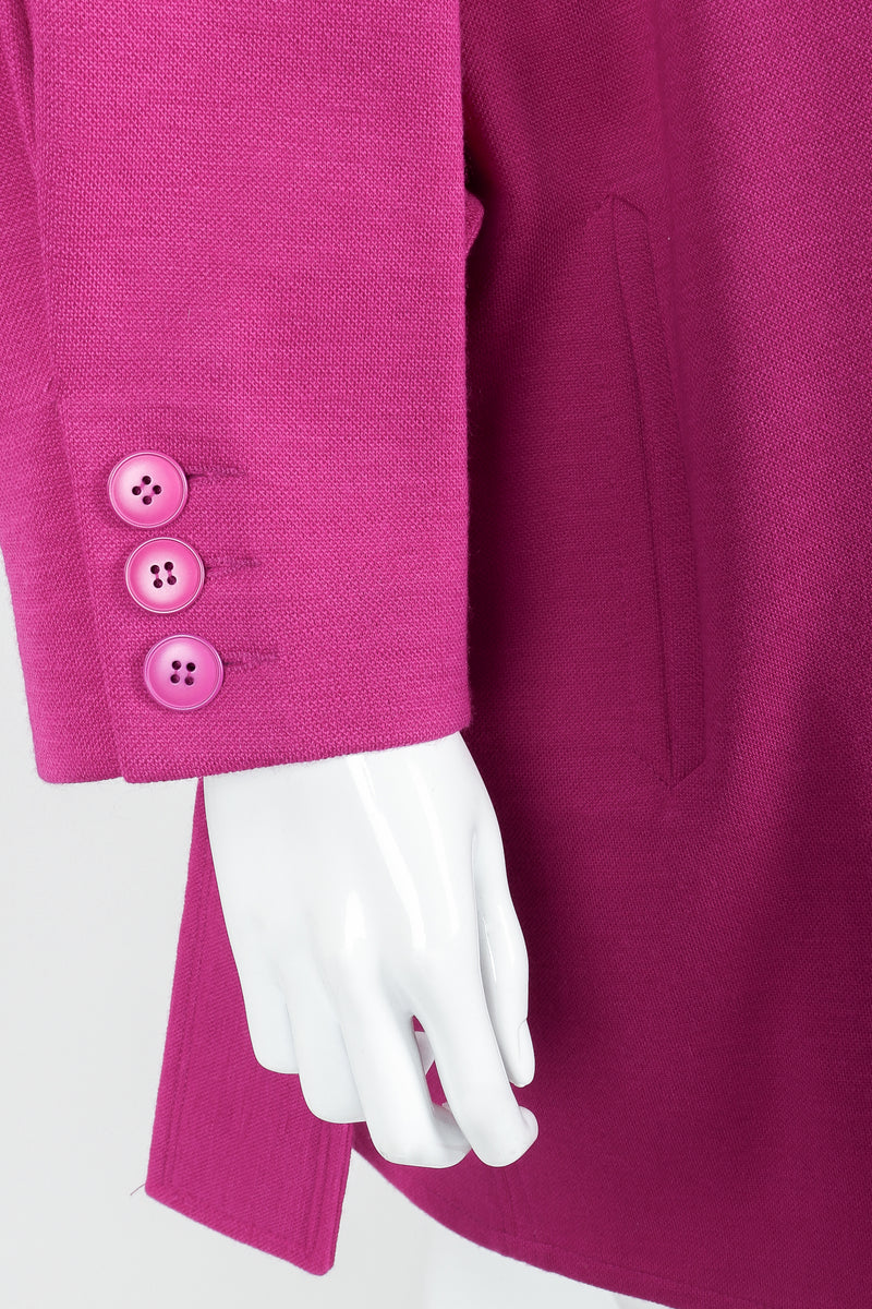 Vintage Sonia Rykiel Fuchsia Knit Cocoon Coat on mannequin sleeve detail at Recess