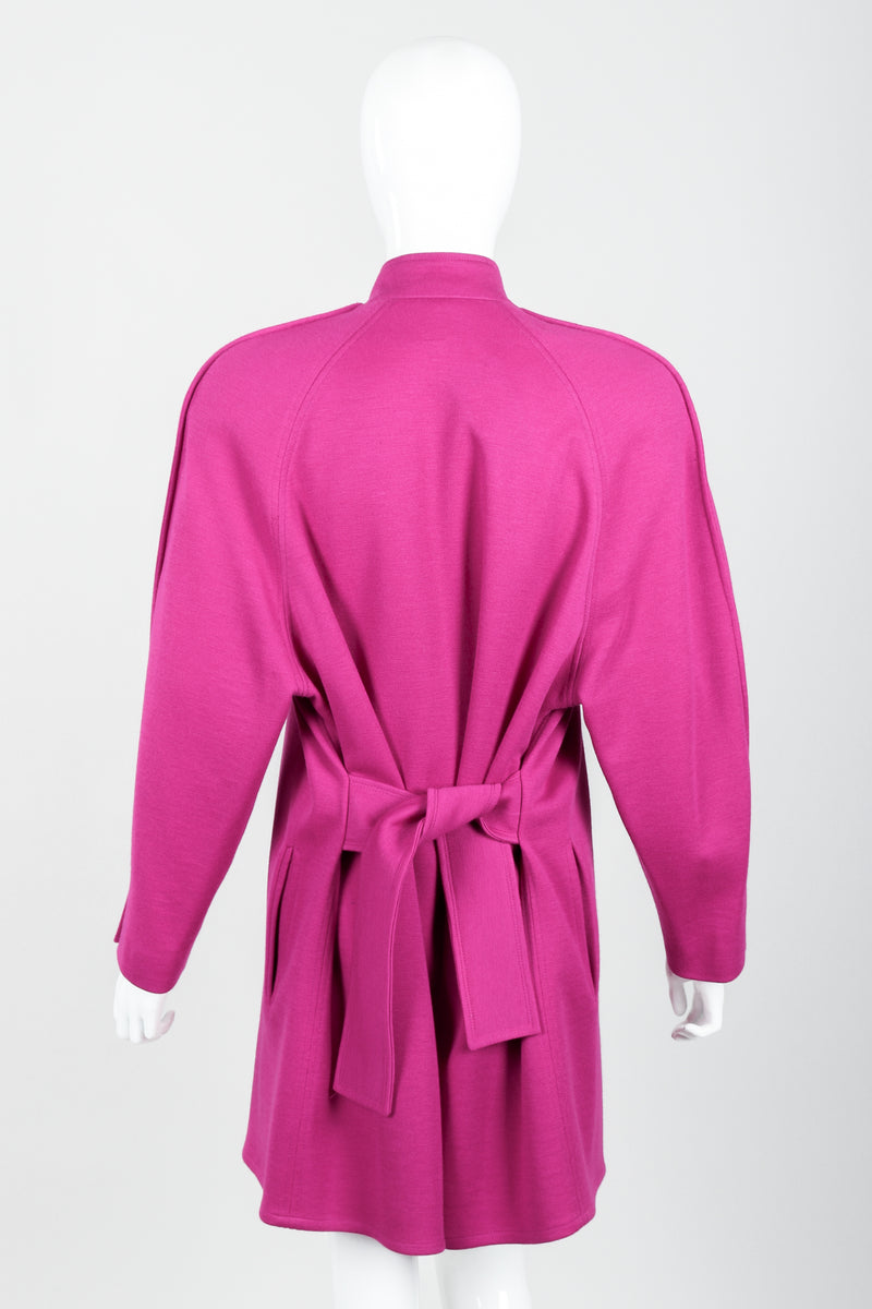 Vintage Sonia Rykiel Fuchsia Knit Cocoon Coat on mannequin back belted at Recess