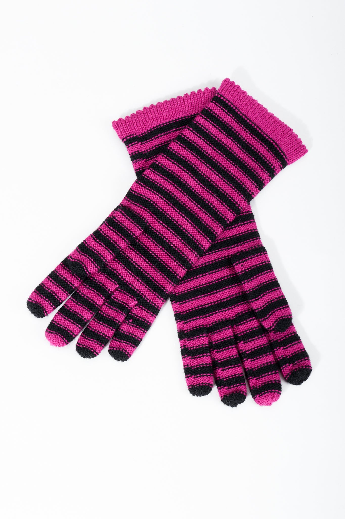 Vintage Sonia Rykiel Fuchsia Stripe Knit Gloves