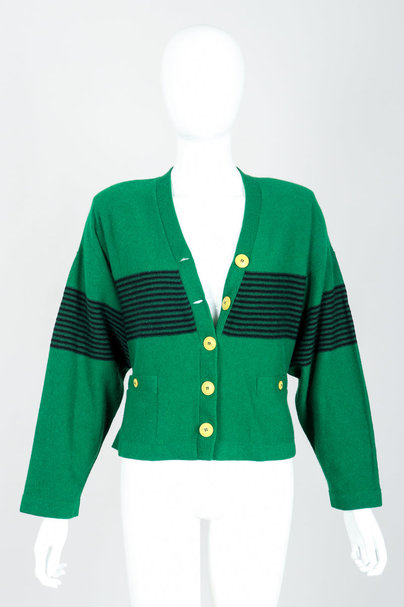 Vintage Sonia Rykiel Green Collegiate Cardigan Set on Mannequin Front at Recess