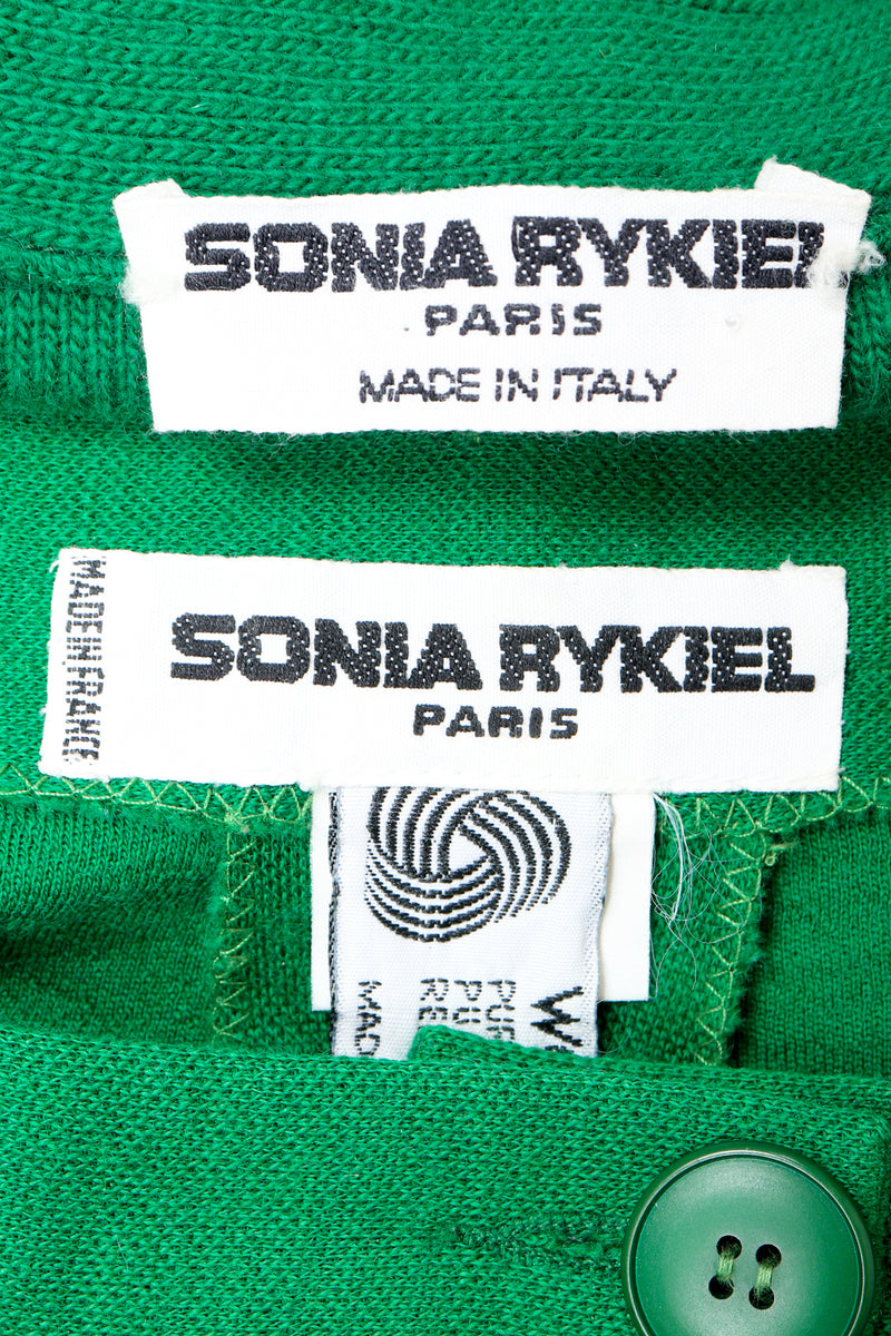 Vintage Sonia Rykiel Labels on Green