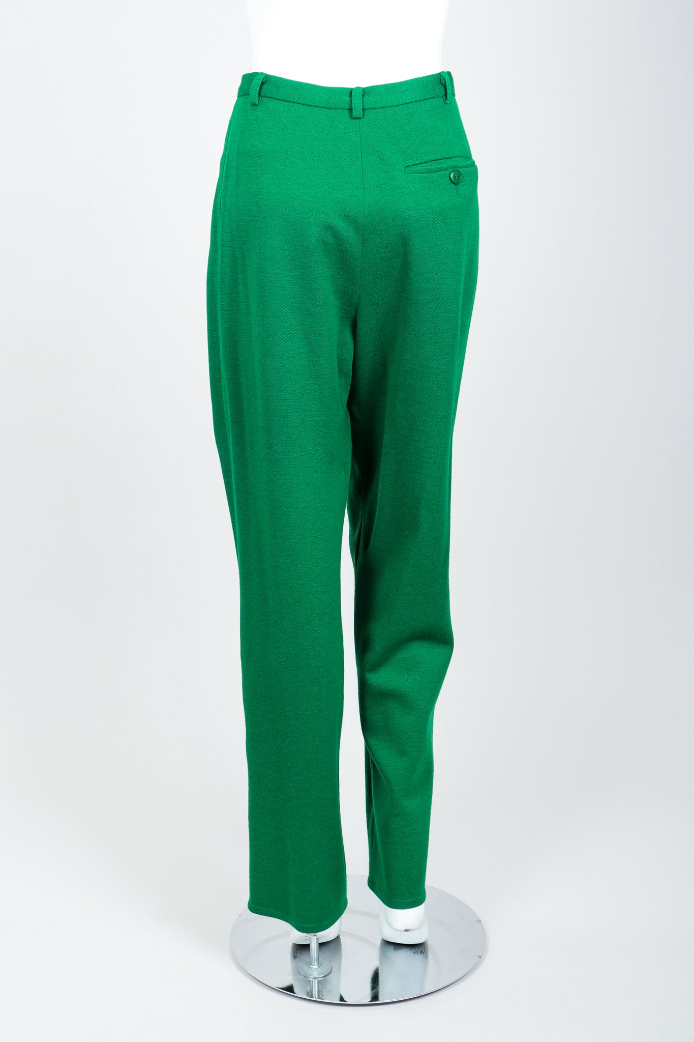 Vintage Sonia Rykiel Green Collegiate Knit Pant Set on Mannequin Back at Recess
