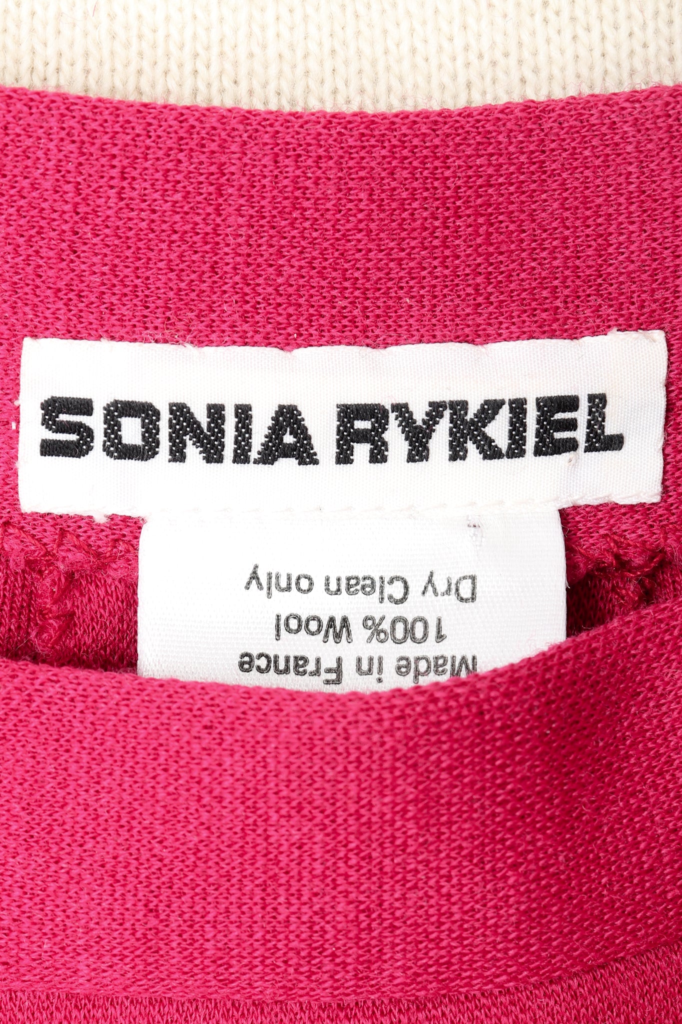 Vintage Sonia Rykiel Magenta Knit Panel Skort Set label on magenta