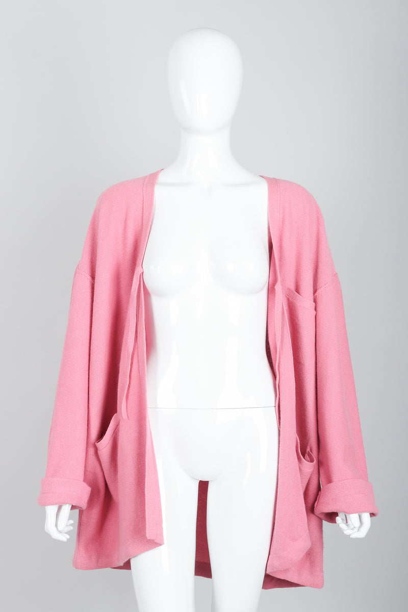 Vintage Sonia Rykiel Pink Knit Cocoon Cardigan on Mannequin open at Recess