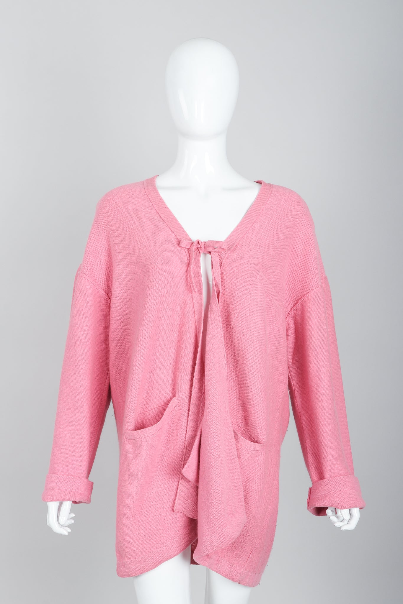 Vintage Sonia Rykiel Pink Knit Cocoon Cardigan on Mannequin Front at Recess