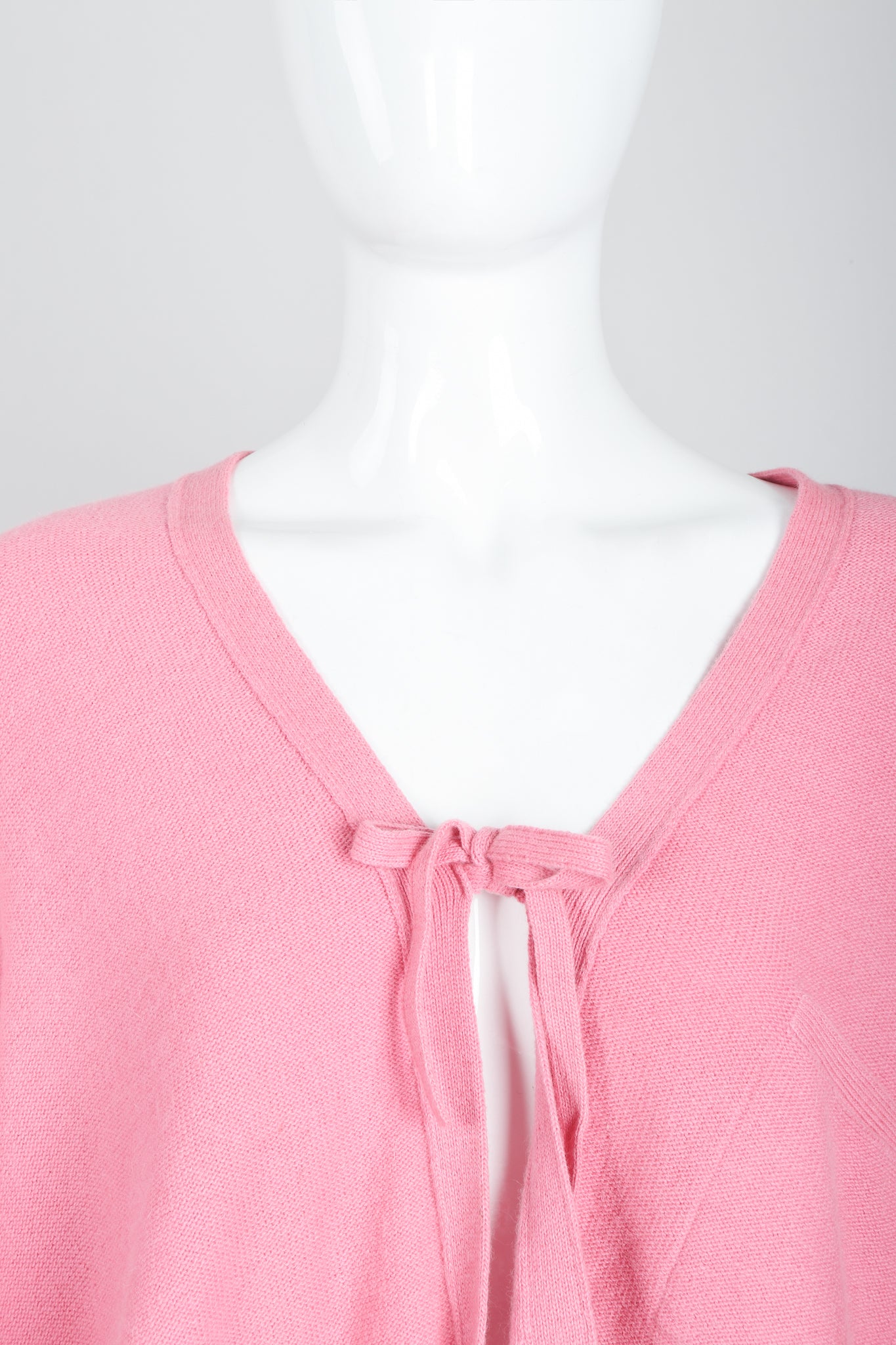 Vintage Sonia Rykiel Pink Knit Cocoon Cardigan on Mannequin neckline at Recess