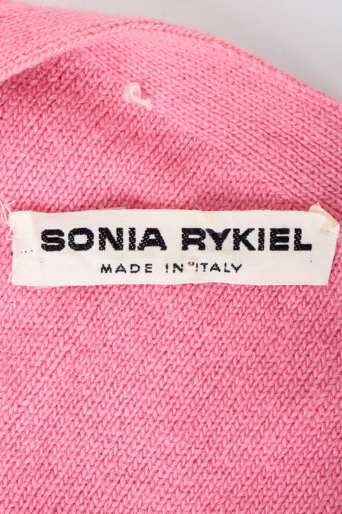 Vintage Sonia Rykiel label on pink fabric