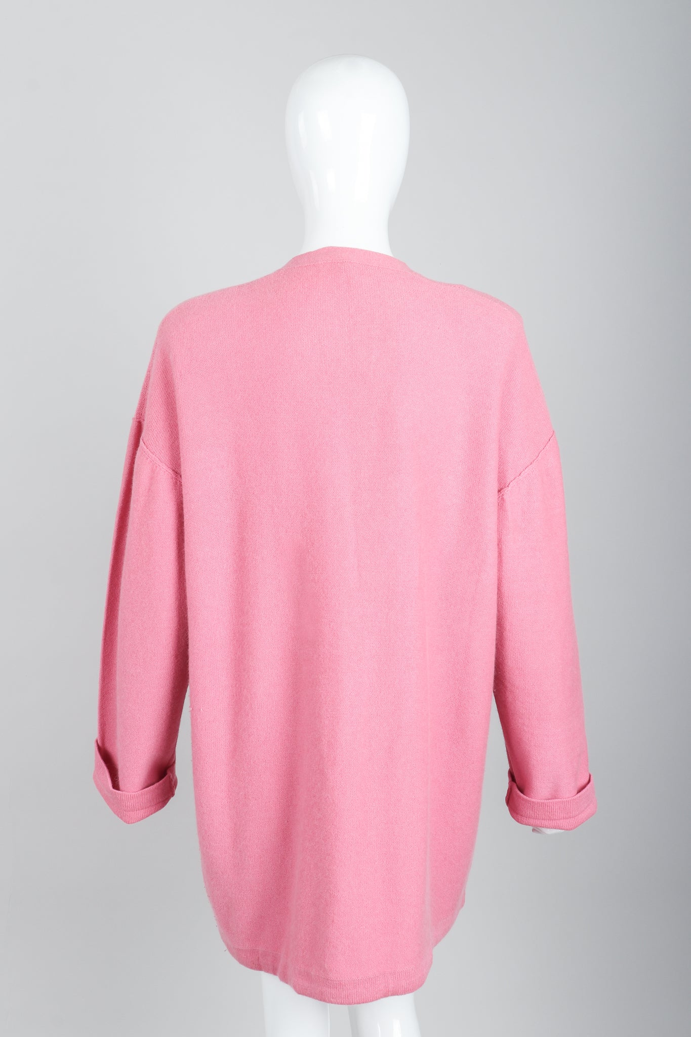 Vintage Sonia Rykiel Pink Knit Cocoon Cardigan on Mannequin back at Recess