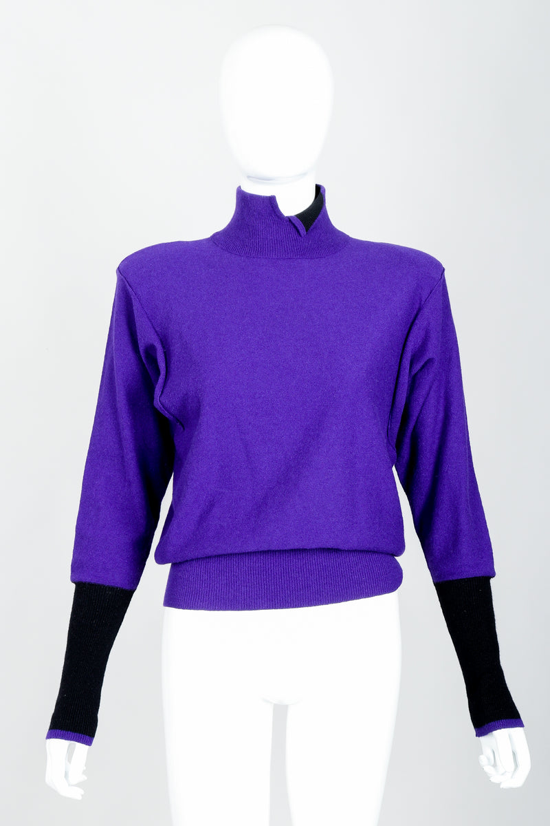 Vintage Sonia Rykiel Purple Knit Turtleneck Sweater on Mannequin Front at Recess