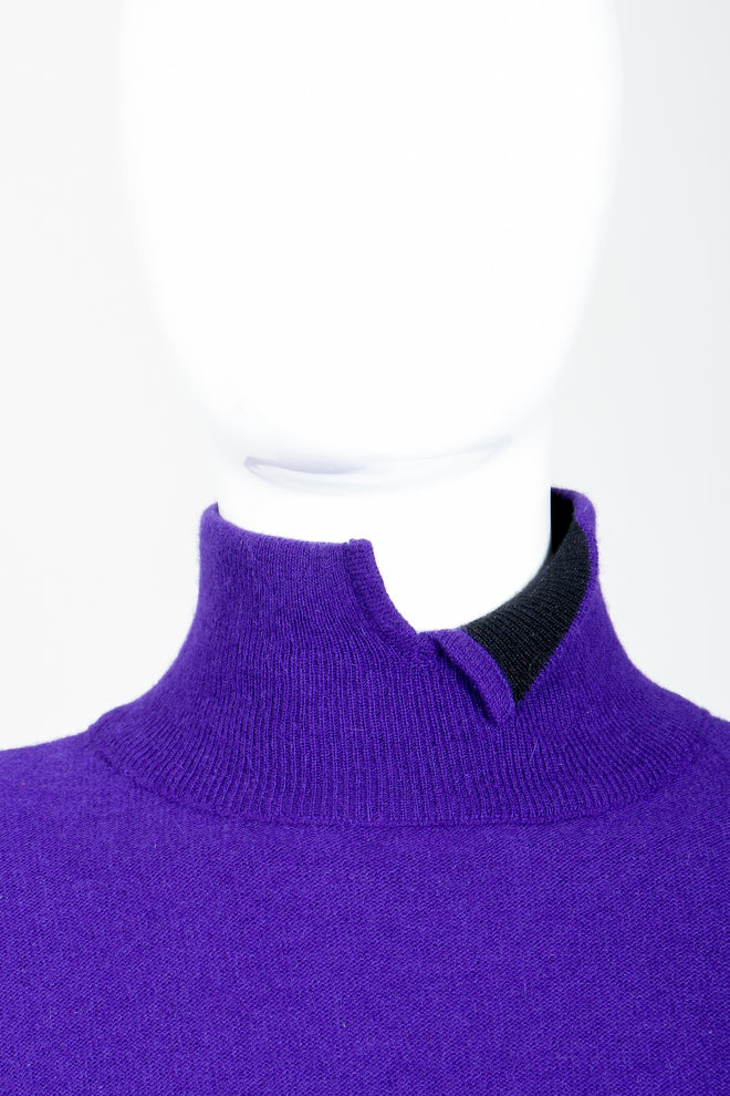 Vintage Sonia Rykiel Purple Knit Turtleneck Sweater on Mannequin neck detail at Recess