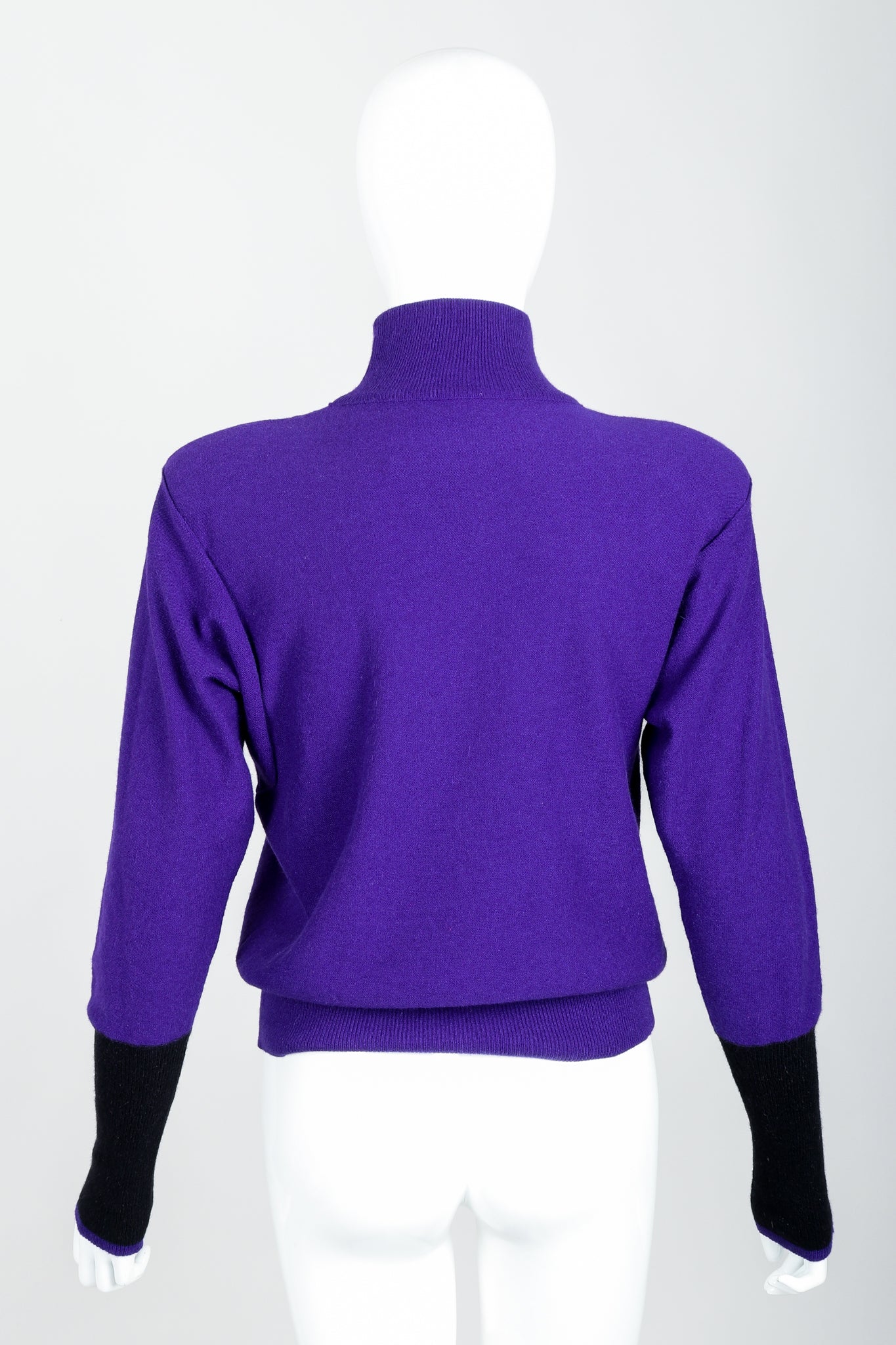 Vintage Sonia Rykiel Purple Knit Turtleneck Sweater on Mannequin Back at Recess