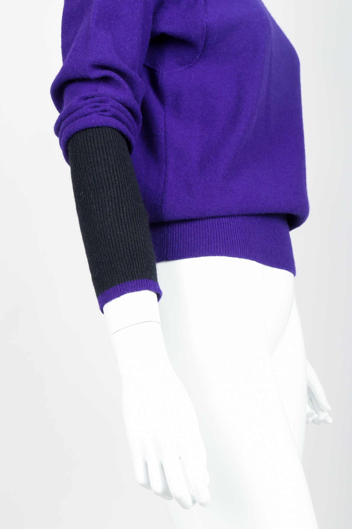 Vintage Sonia Rykiel Purple Knit Turtleneck Sweater on Mannequin Sleeve Detail at Recess
