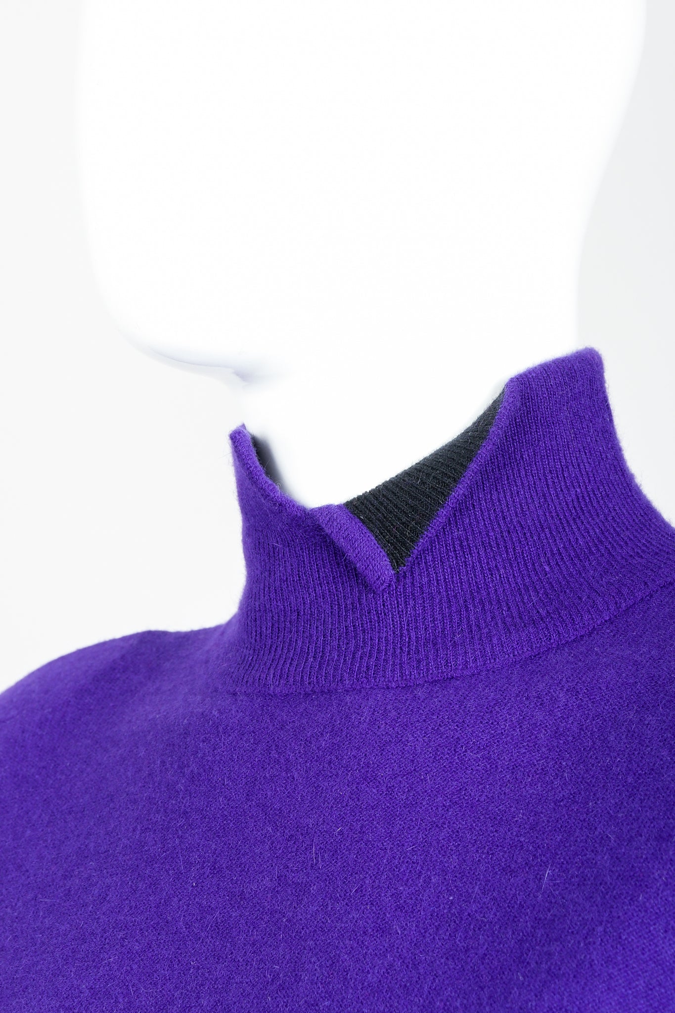 Vintage Sonia Rykiel Purple Knit Turtleneck Sweater on Mannequin Neck Detail at Recess