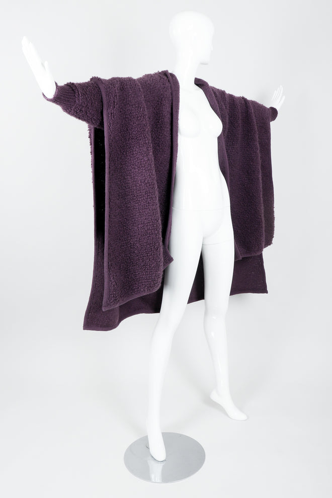 Vintage Sonia Rykiel Curly Wool Cape Coat Poncho on Mannequin arm out at Recess