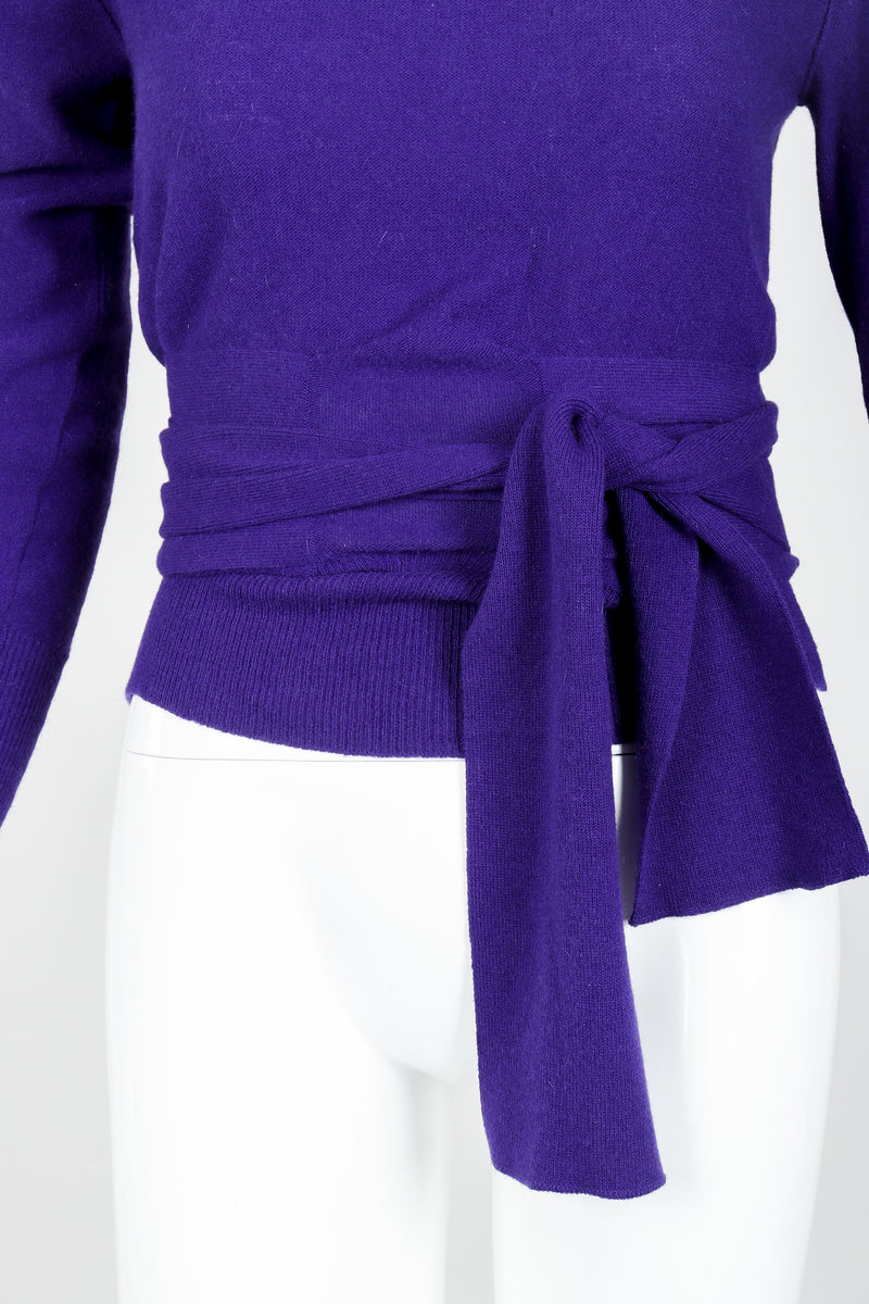 Vintage Sonia Rykiel Purple Waist Tie Sweater on mannequin waist tie detail at Recess