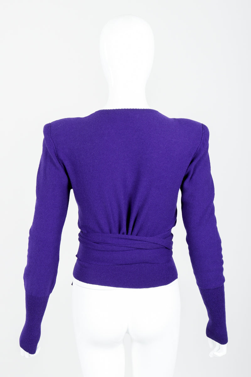 Vintage Sonia Rykiel Purple Waist Tie Sweater on mannequin back at Recess