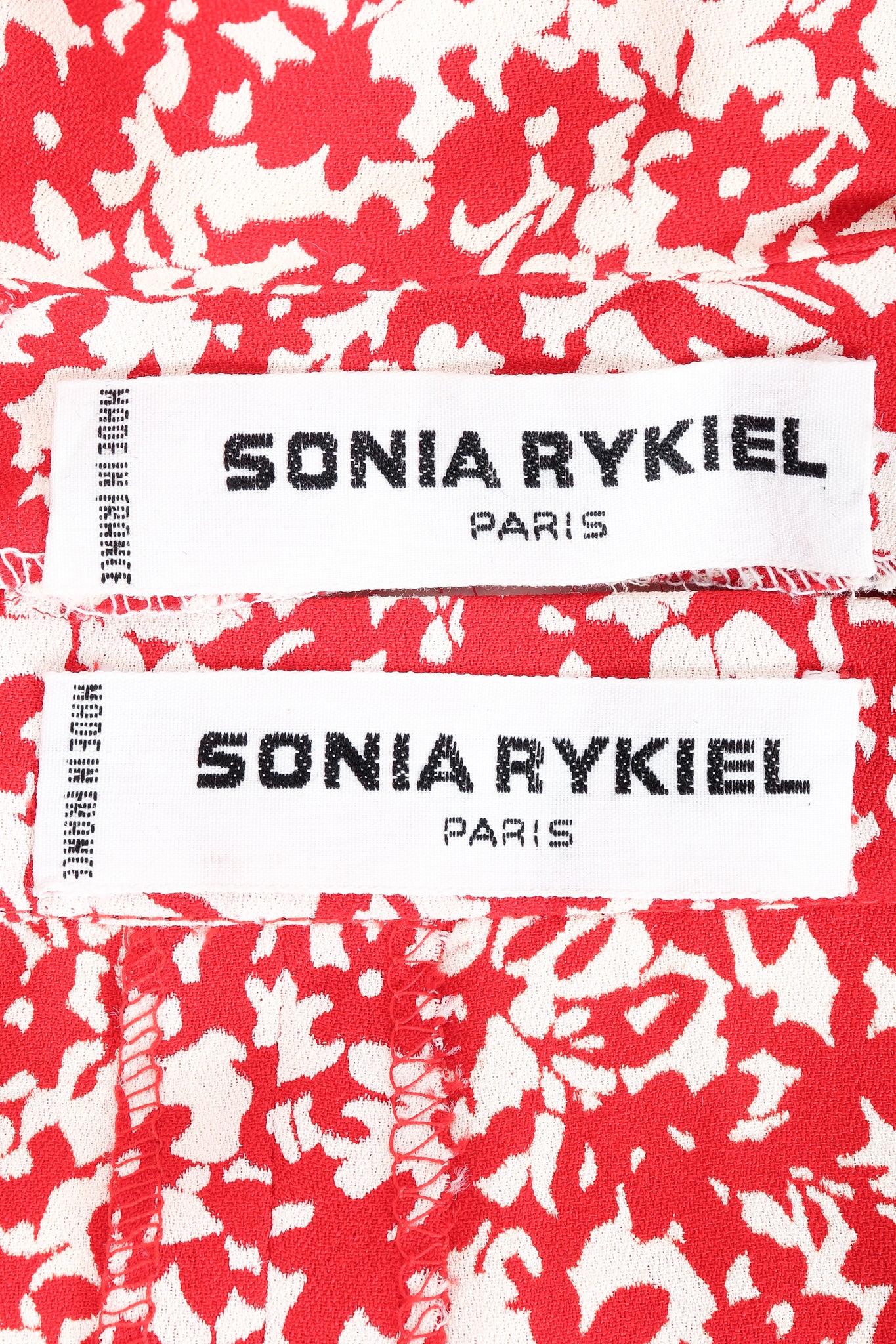 Vintage Sonia Rykiel Graphic Wraparound Top & Skirt Set Label at Recess