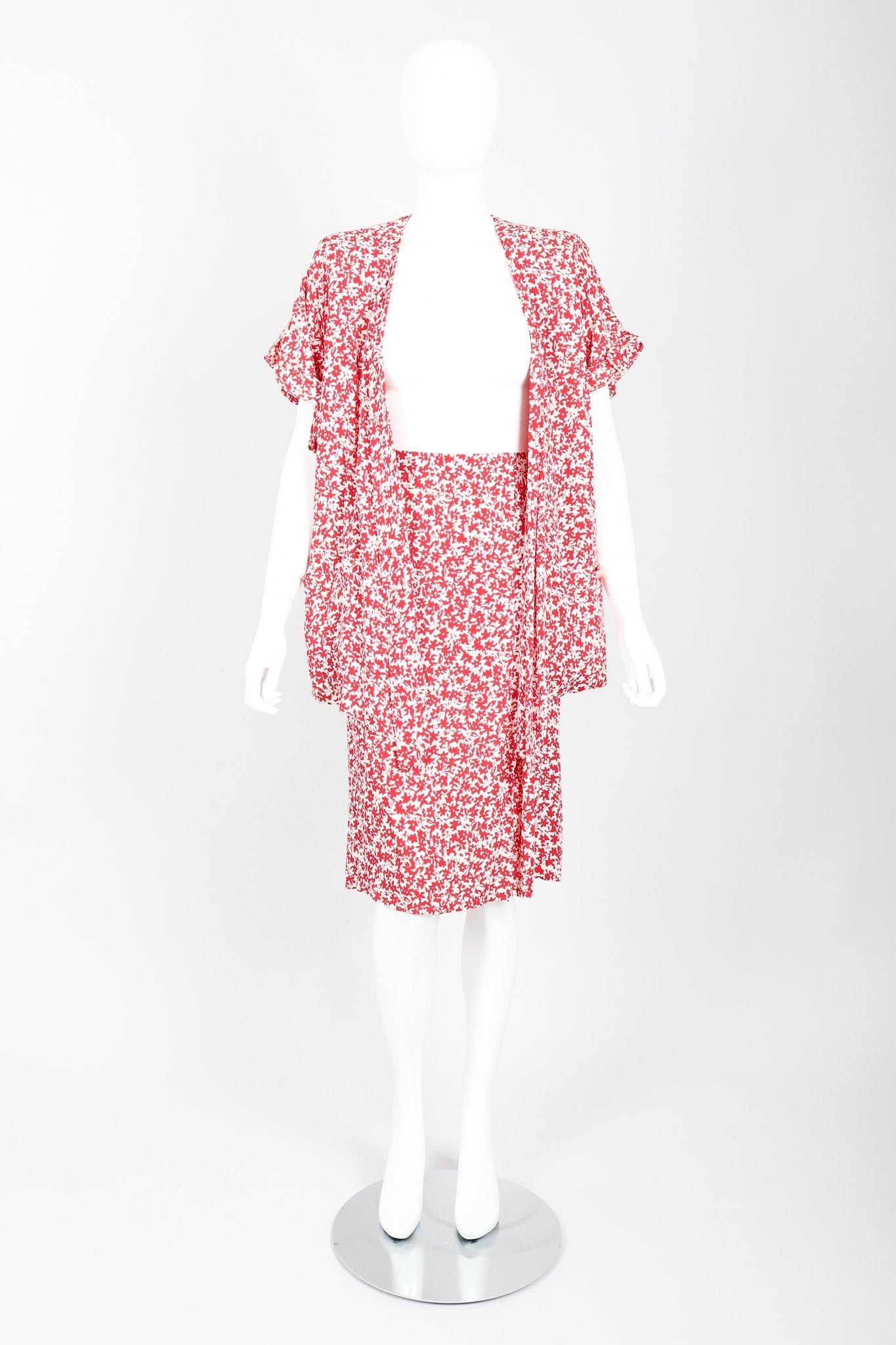 Vintage Sonia Rykiel Graphic Wraparound Top & Skirt Set Front at Recess