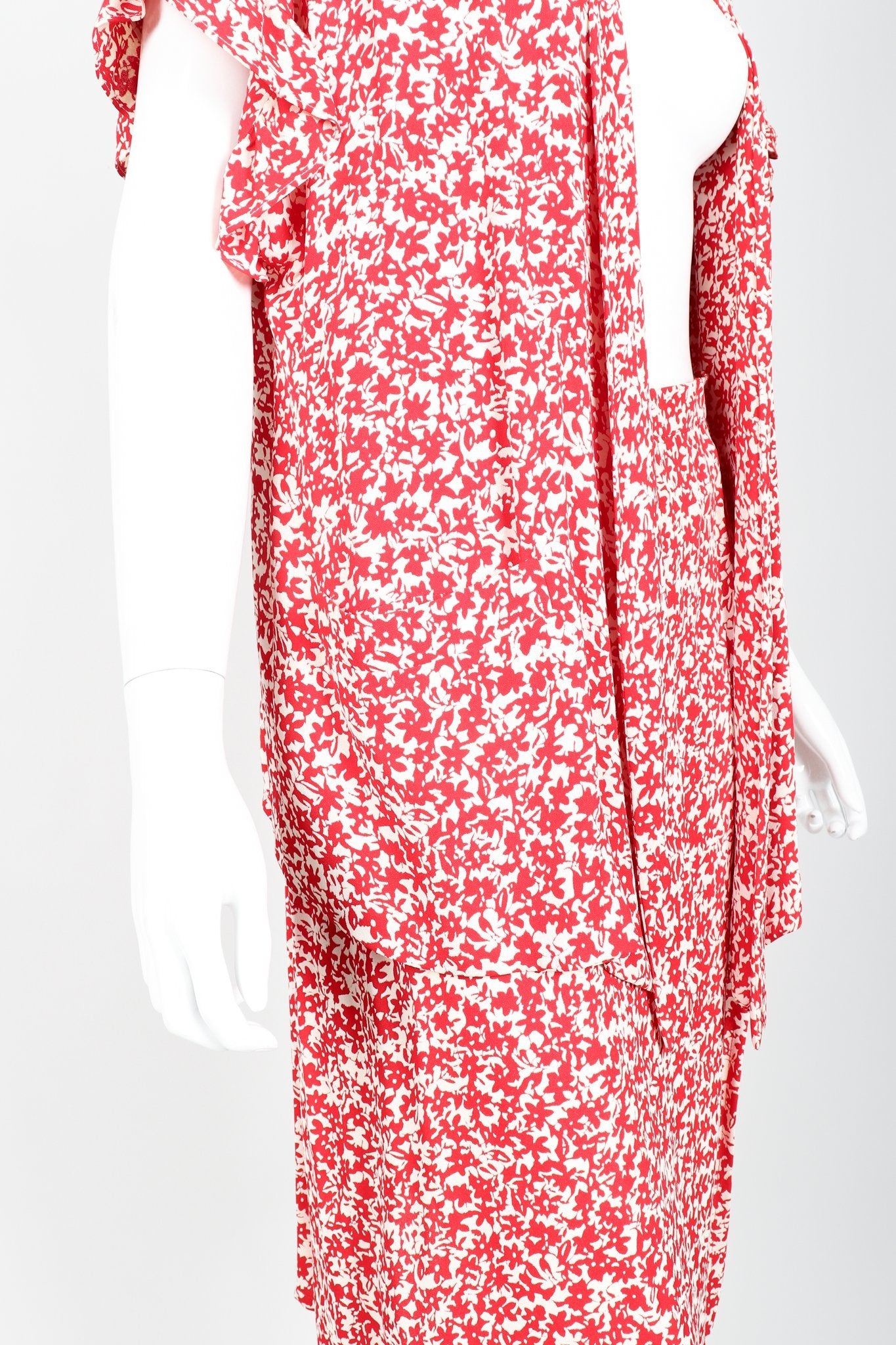 Vintage Sonia Rykiel Graphic Wraparound Top & Skirt Set Side Angled Crop Closeup at Recess