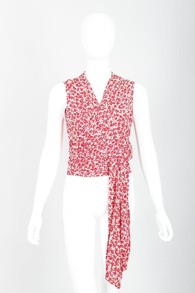 Vintage Sonia Rykiel Graphic Floral Print Wrap Top Front Crop at Recess